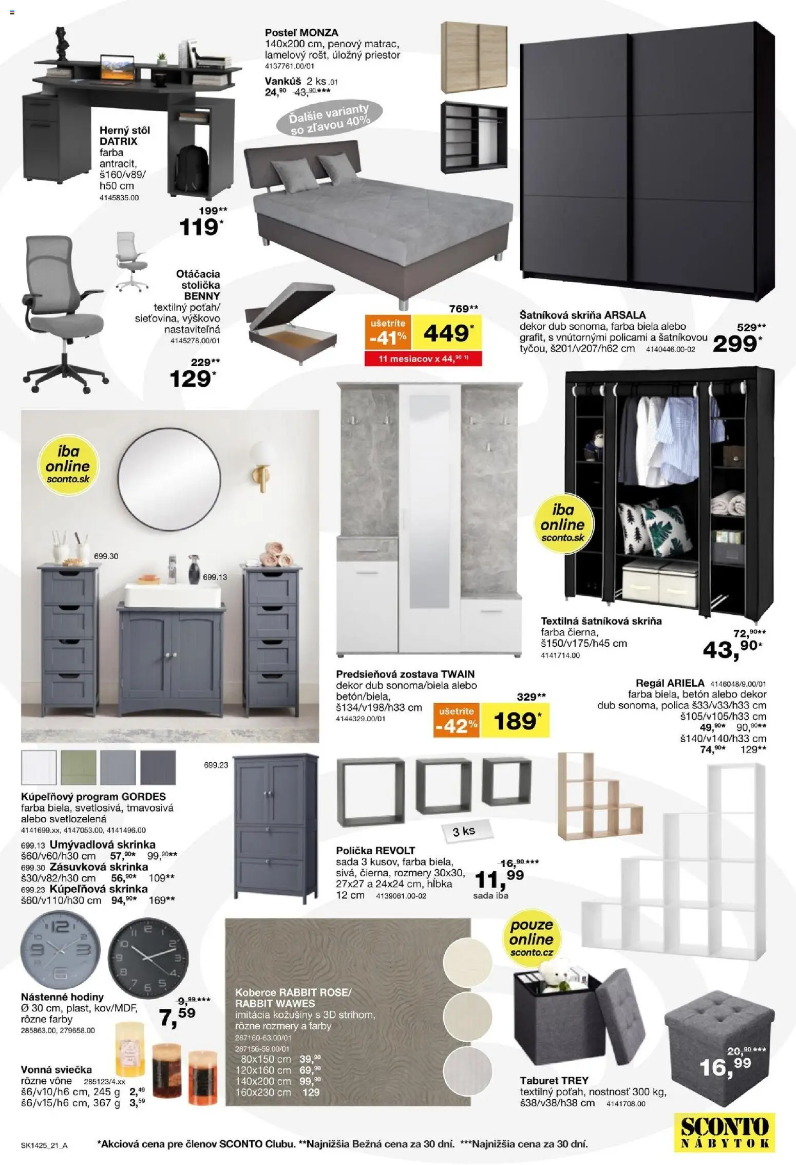 Nové Sconto nábytok akcie – leták je platný od 05.11.2025 | Strana: 21 | Produkty: Nábytok, Posteľ, Šatníková skriňa, Regál