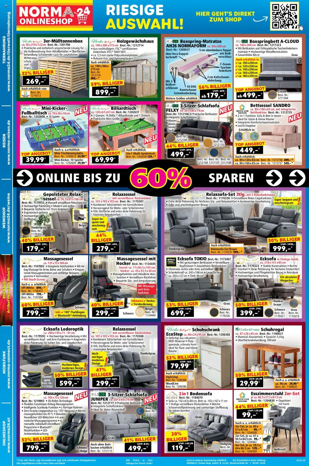Norma Online Shop gültig ab 12.10.2025 | Seite: 2 | Produkte: Wasser, Bett, Sofa, Sessel