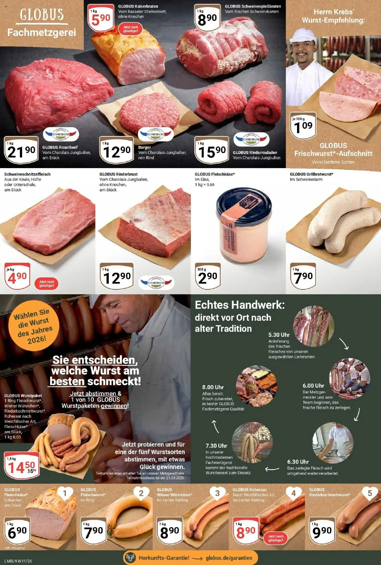Globus prospekt Limburg	 – gültig ab 09.03.2026 | Seite: 9 | Produkte: Rinderrouladen, Burger, Fleisch, Uhr