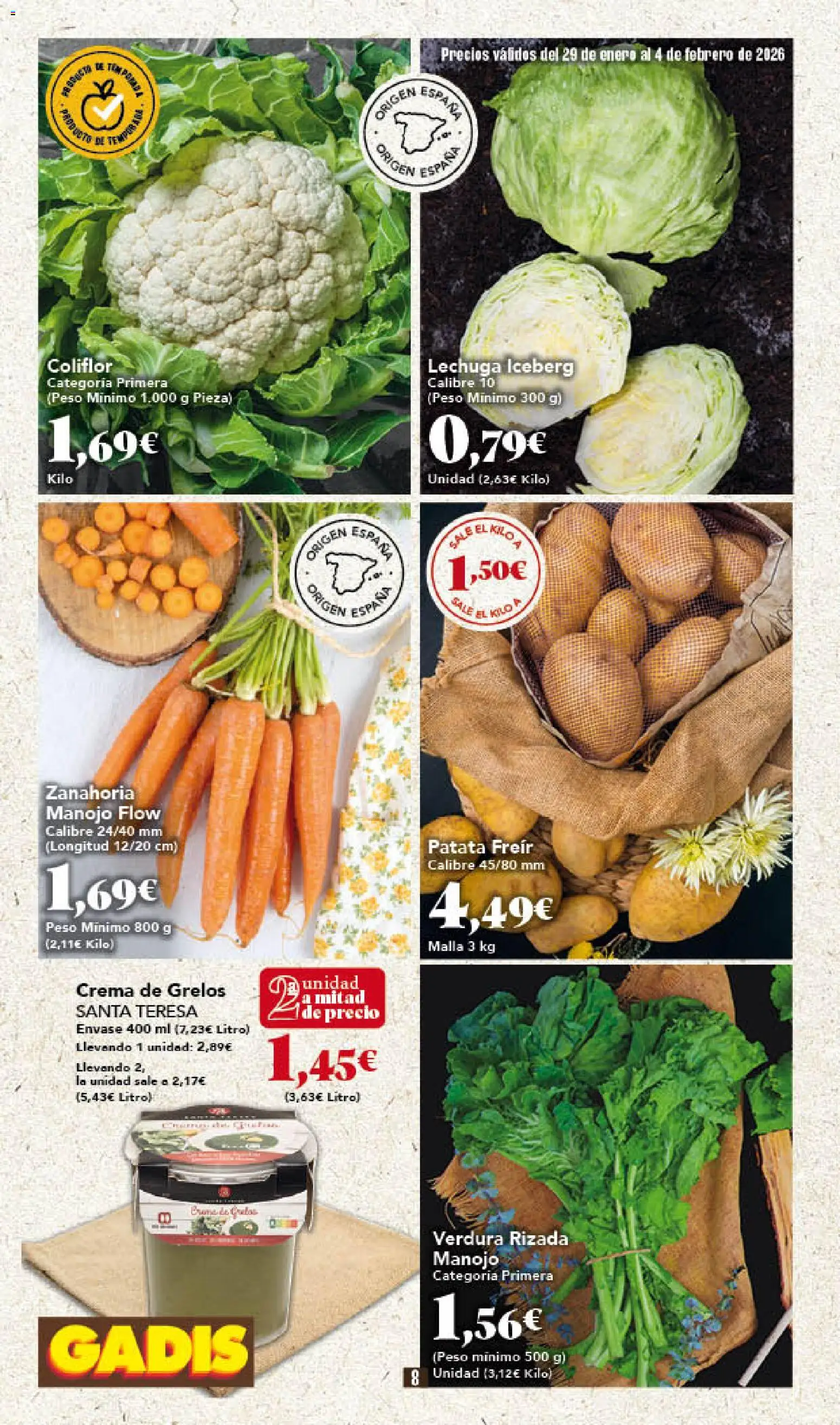 Gadis - folleto │ válido desde el 29.01.2026 | Página: 8 | Productos: Zanahoria, Crema, Peso
