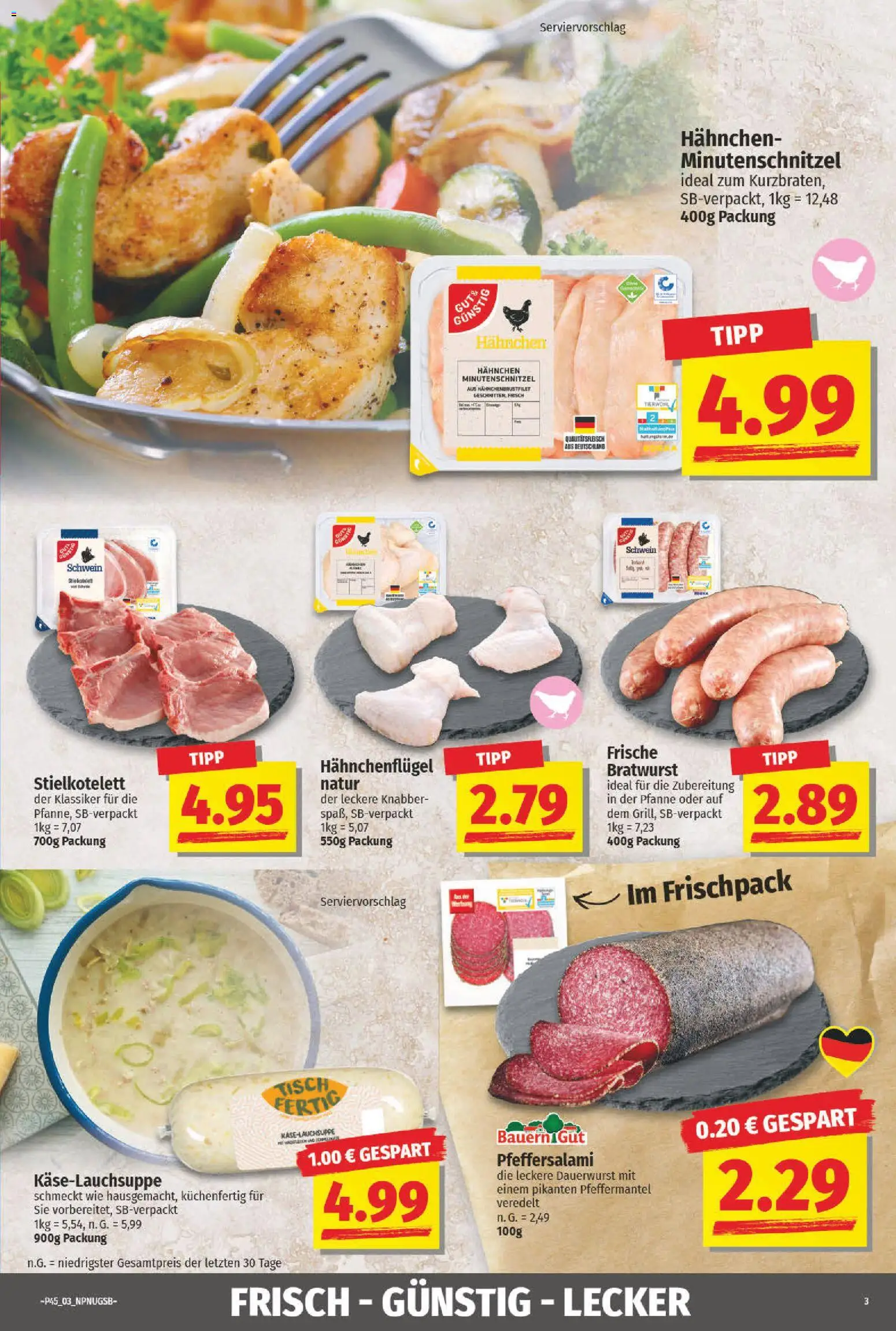 NP Discount Prospekt 	 – gültig ab 03.11.2025 | Seite: 3 | Produkte: Hahnchen, Tisch, Bratwurst