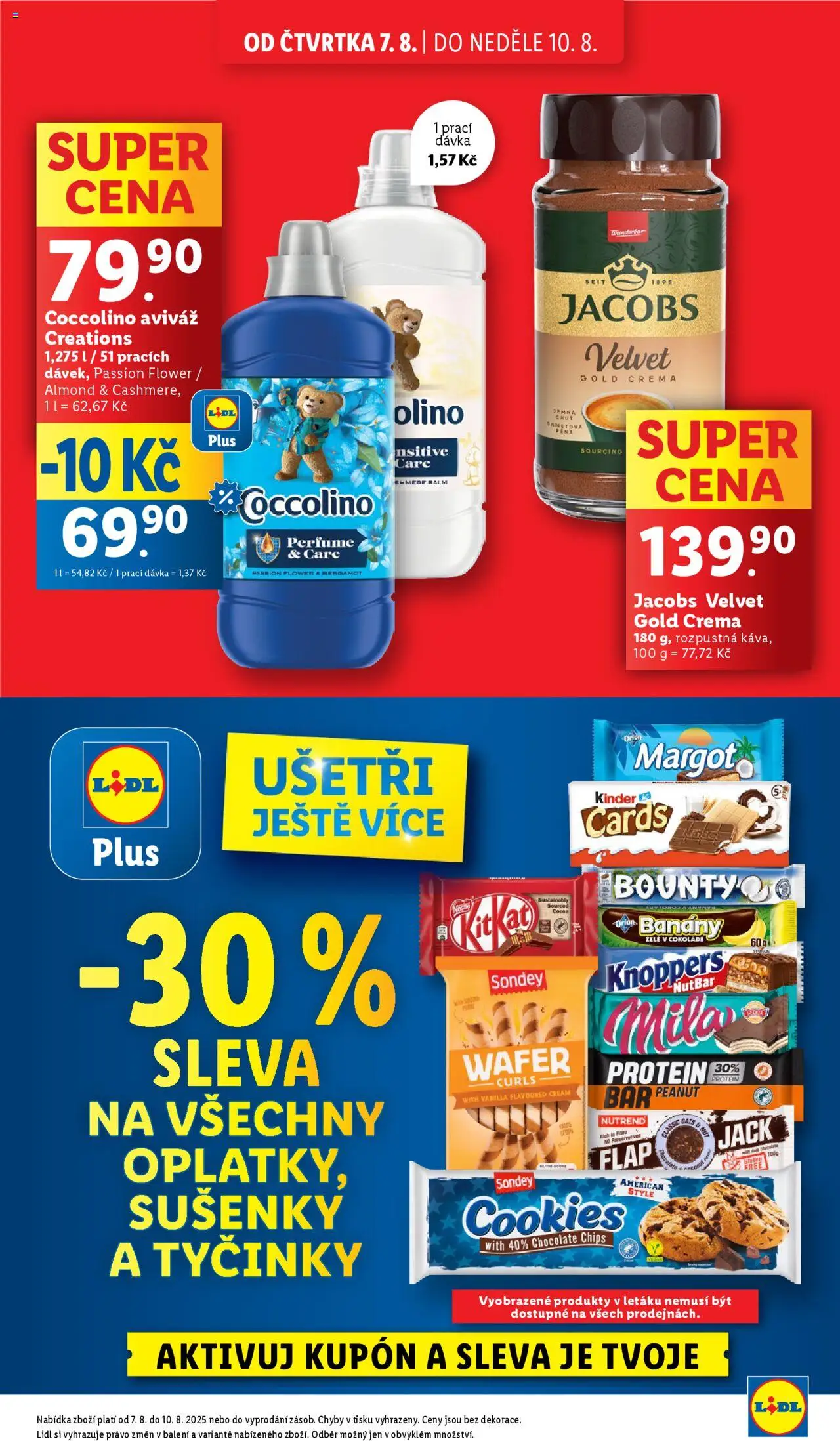 Lidl leták od 07.08.2025 | Strana: 3 | Produkty: Coccolino, Velvet, Protein, Kinder