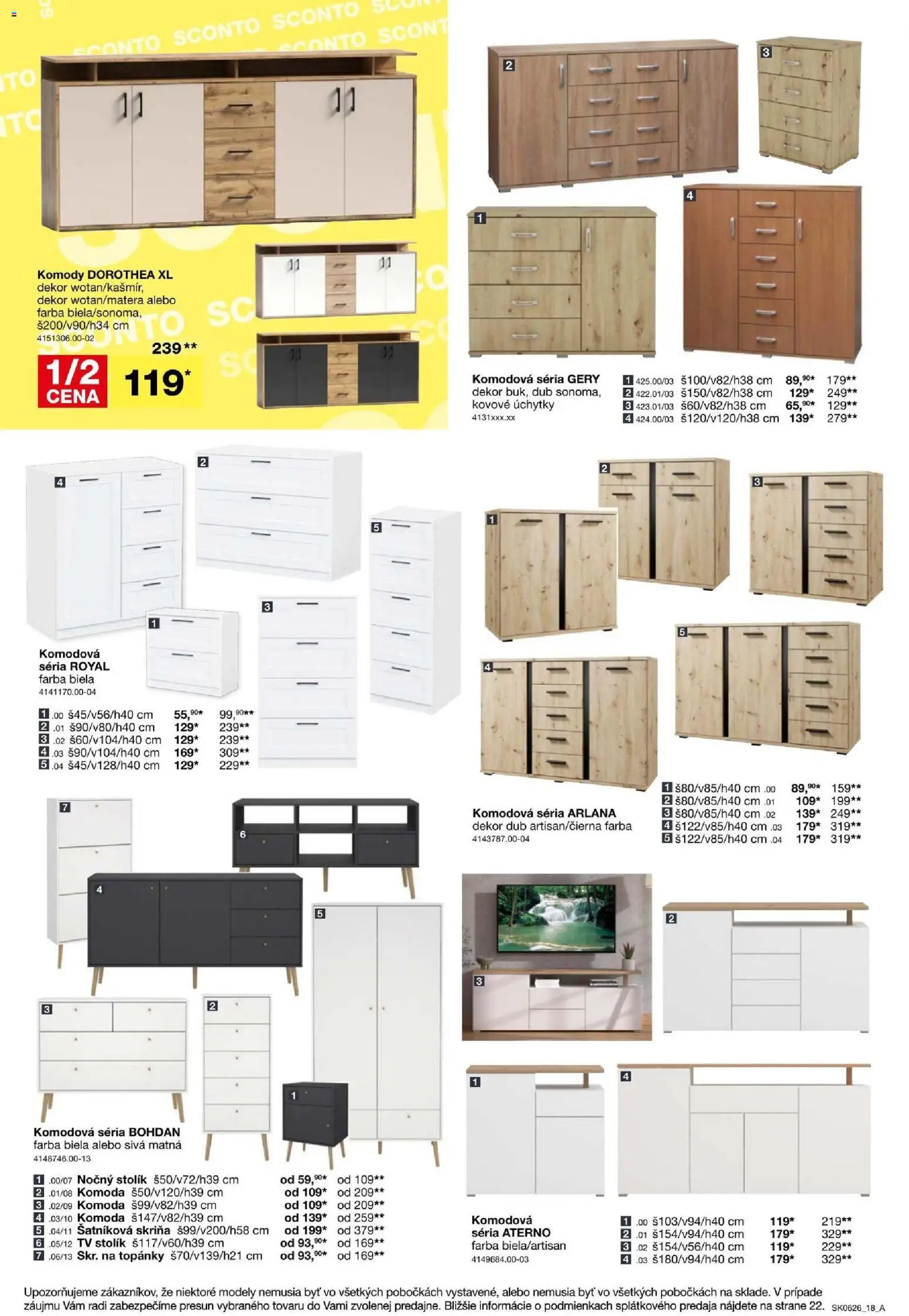 Nové Sconto nábytok akcie – leták je platný od 22.04.2026 | Strana: 18 | Produkty: Tv, Tv stolik, Šatníková skriňa, Skriňa