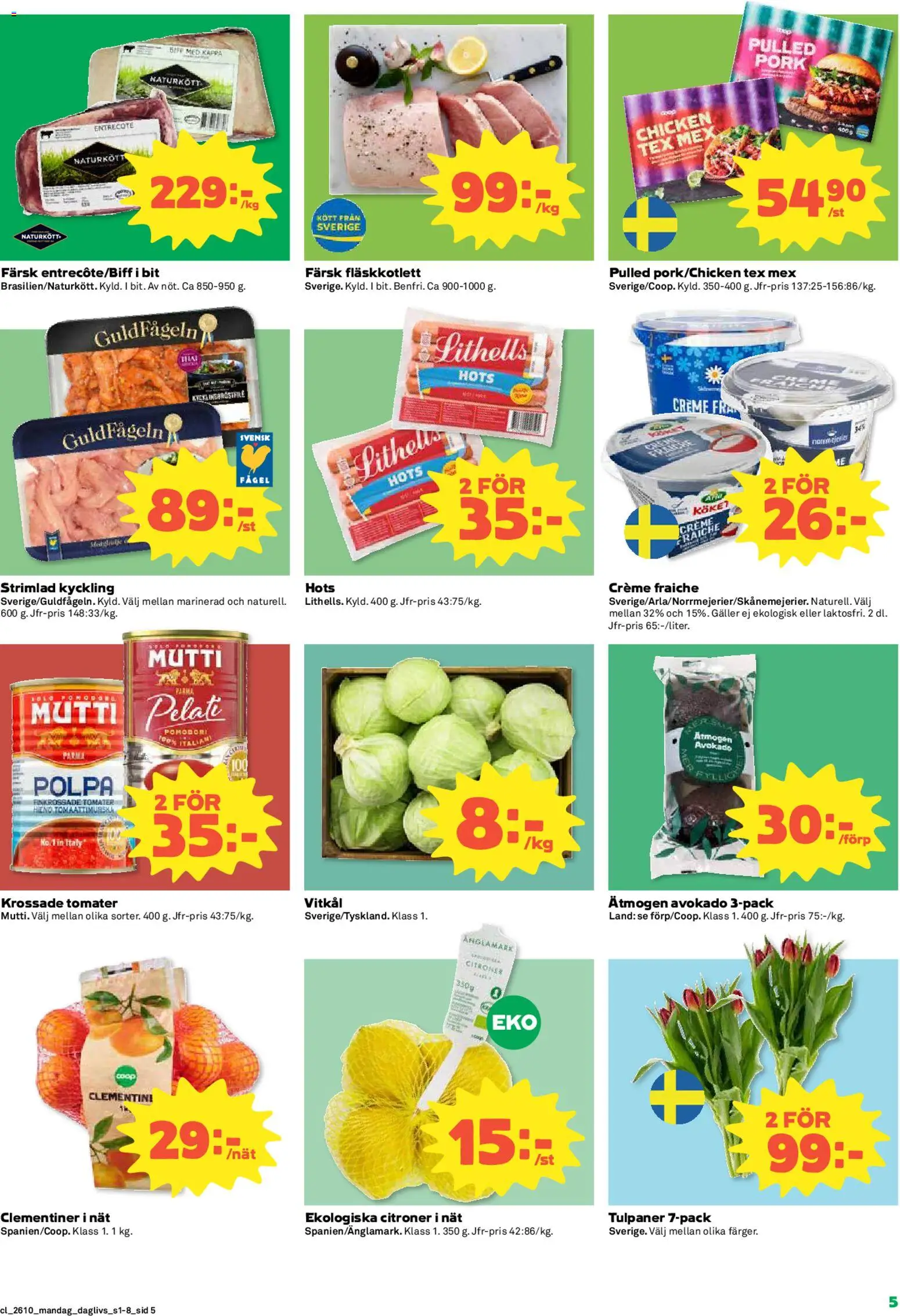 Coop Daglivs reklamblad aktuell från 02.03.2026 | Sida: 5 | Produkter: Vitkål, Creme fraiche, Kappa, Tomater