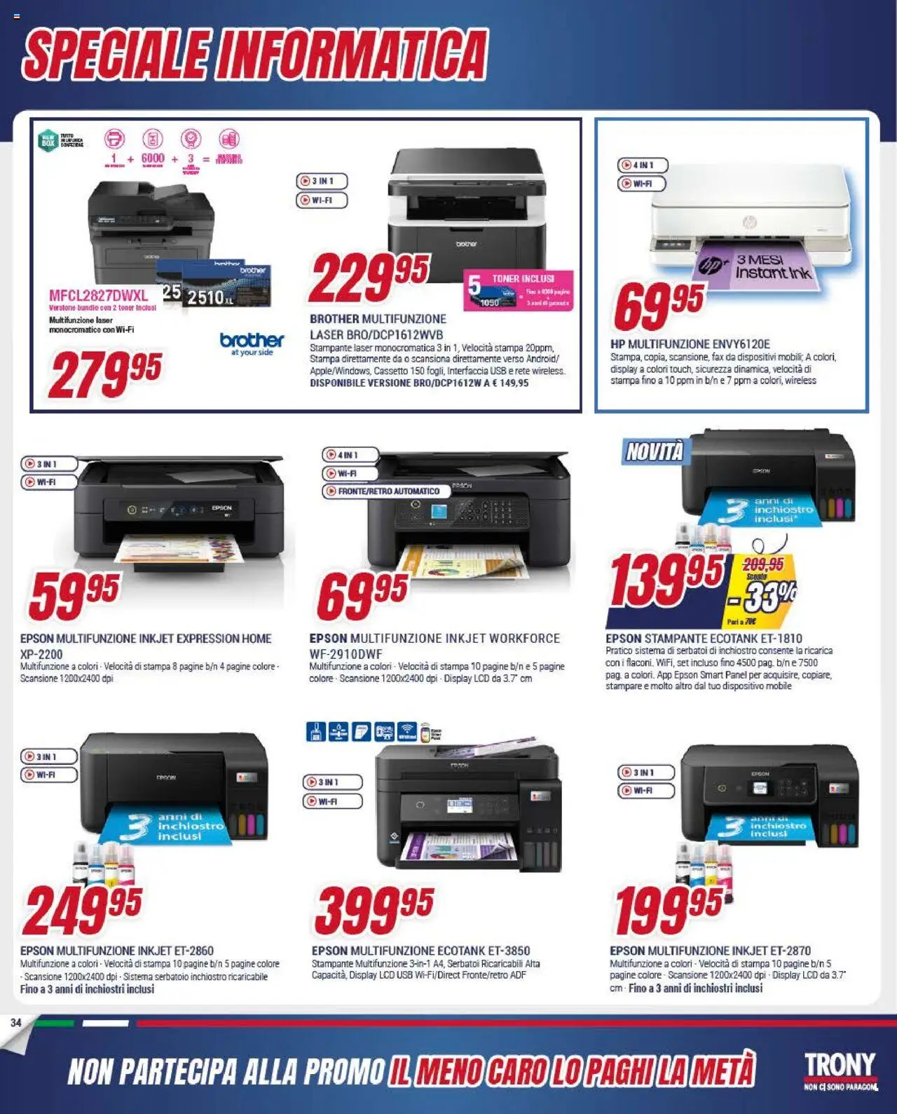 Volantino Trony del 22.05.2025 | Pagina: 34 | Prodotti: Stampante, USB, Toner, Stampa