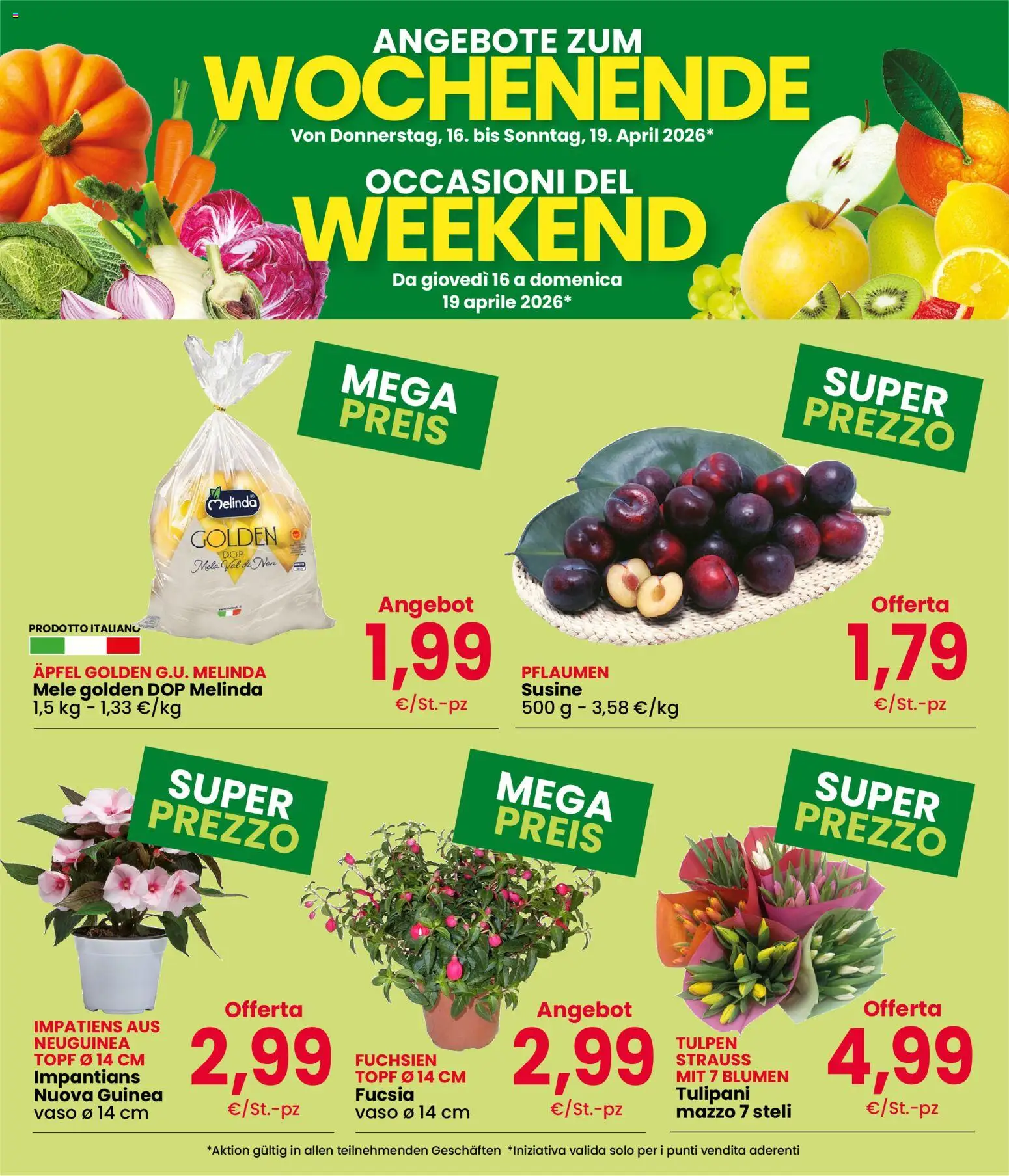 Volantino Interspar del 16.04.2026 | Pagina: 2 | Prodotti: Mele, Susine, Vaso