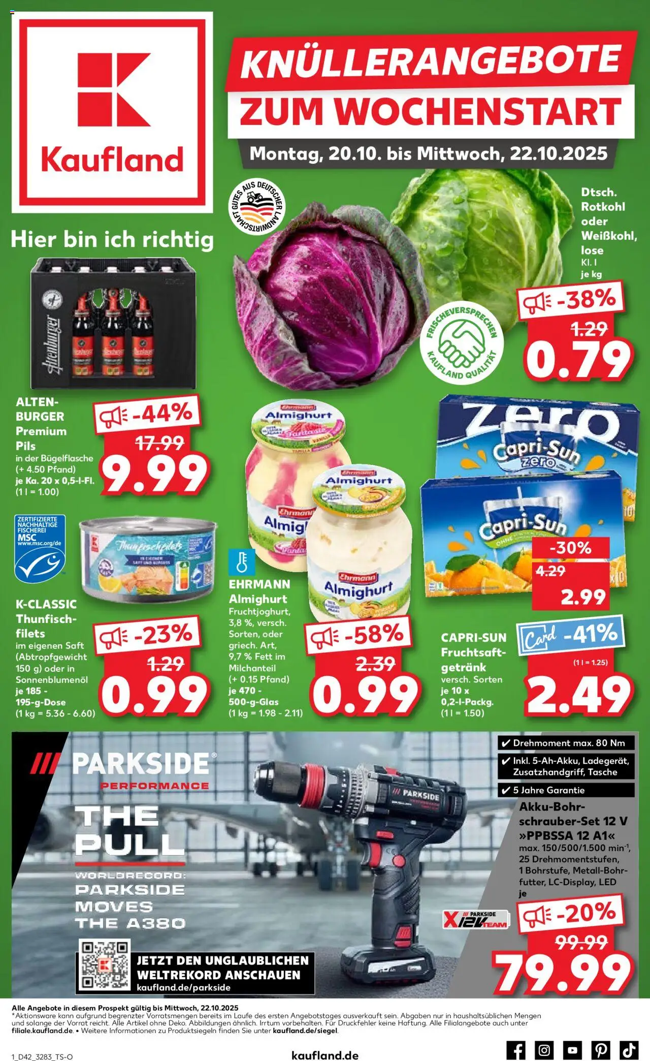 Kaufland prospekt Berlin	 – gültig ab 19.10.2025 | Seite: 1 | Produkte: Sonnenblumenol, Pils, Burger, Saft