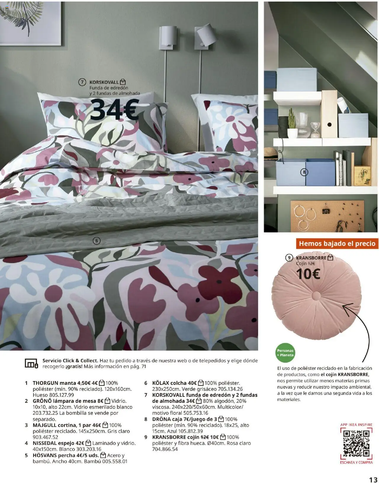 Catálogo IKEA Accesorios y decoración │ válido desde el 04.02.2025 | Página: 13 | Productos: Edredón, Manta, Cojín, Lámpara
