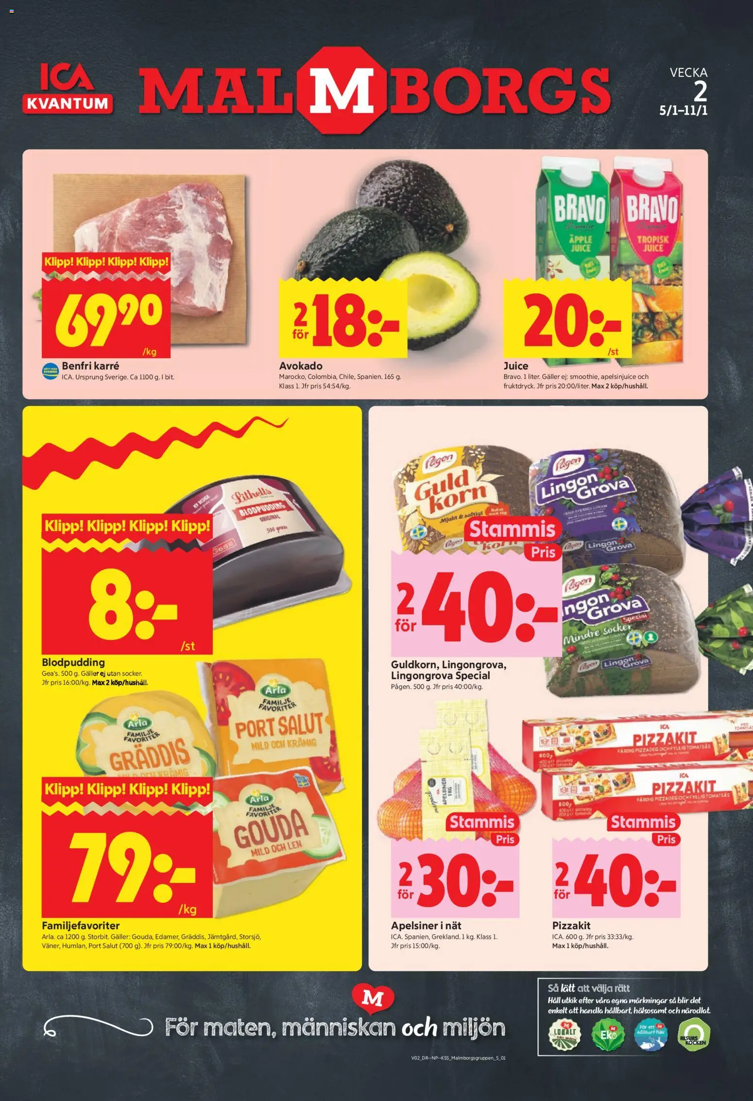 ICA Kvantum reklamblad aktuell från 05.01.2026 | Sida: 1 | Produkter: Juice, Apelsiner, Äpple, Häll