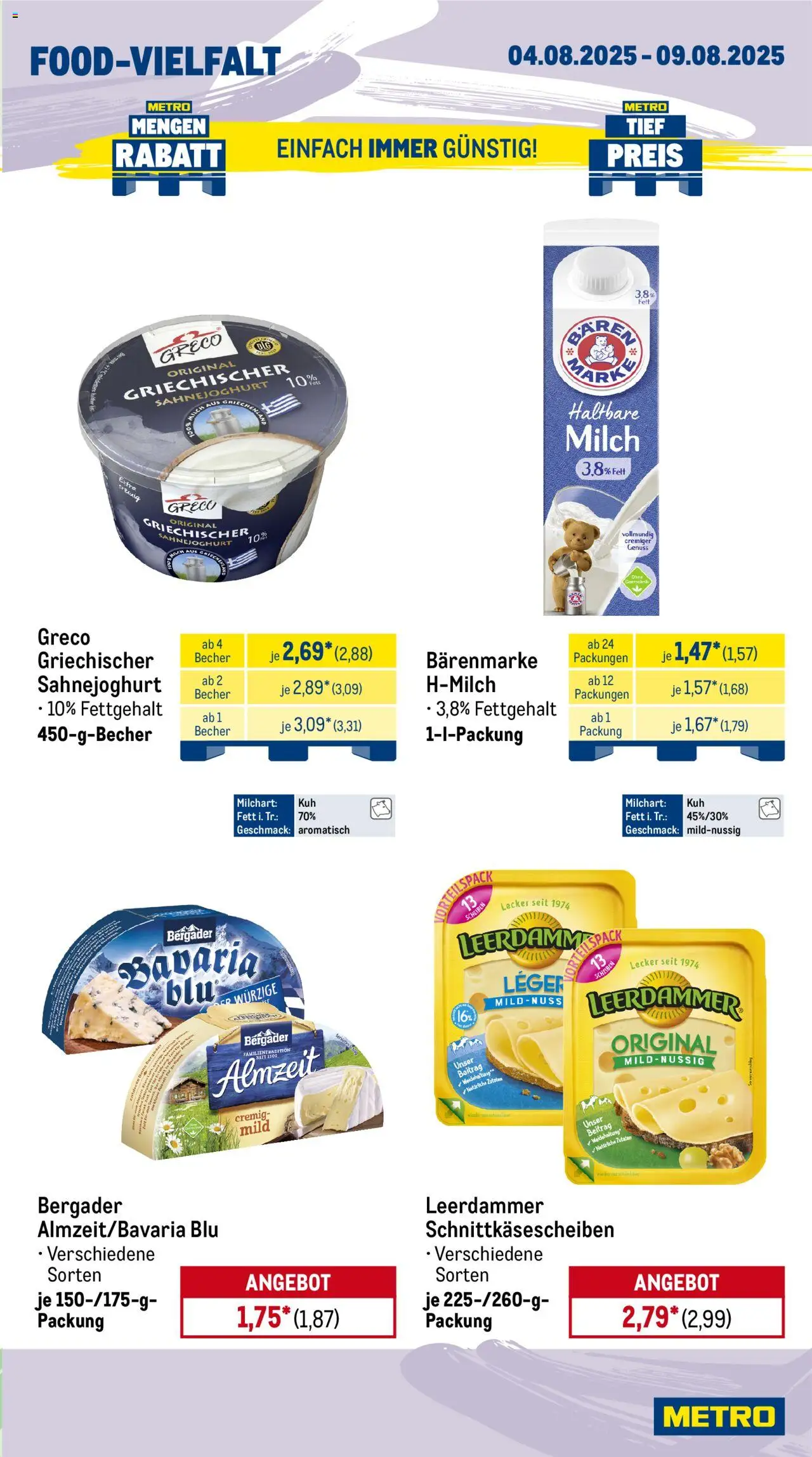 Metro Prospekt 	 - gültig ab dem 04.08.2025 | Seite: 9 | Produkte: Milch, Leerdammer
