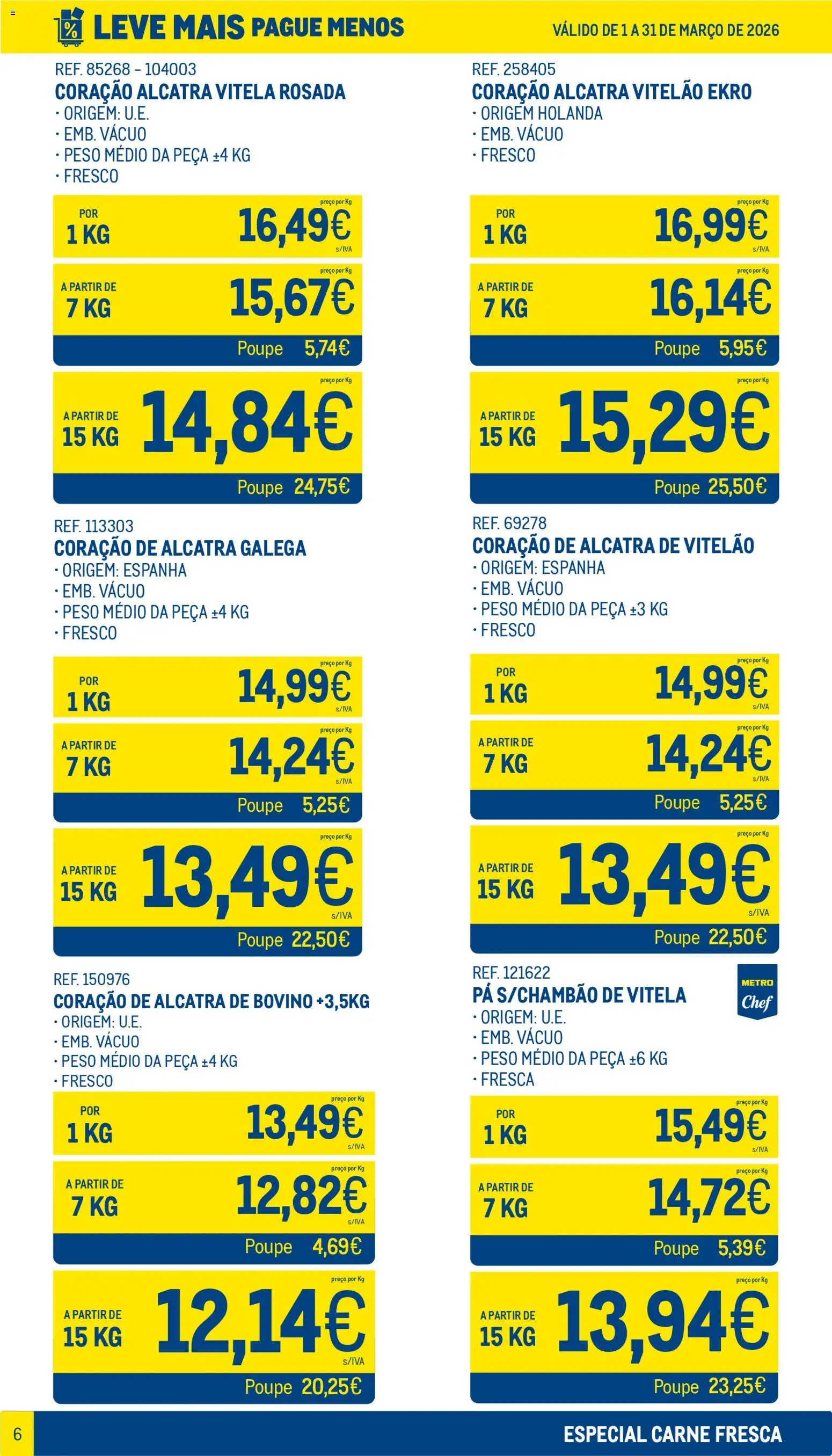 Makro Leve Mais Pague Menos - Carne Fresca │ válido de 01.03.2026 | Página: 6 | Produtos: Vitela, Carne, Pá