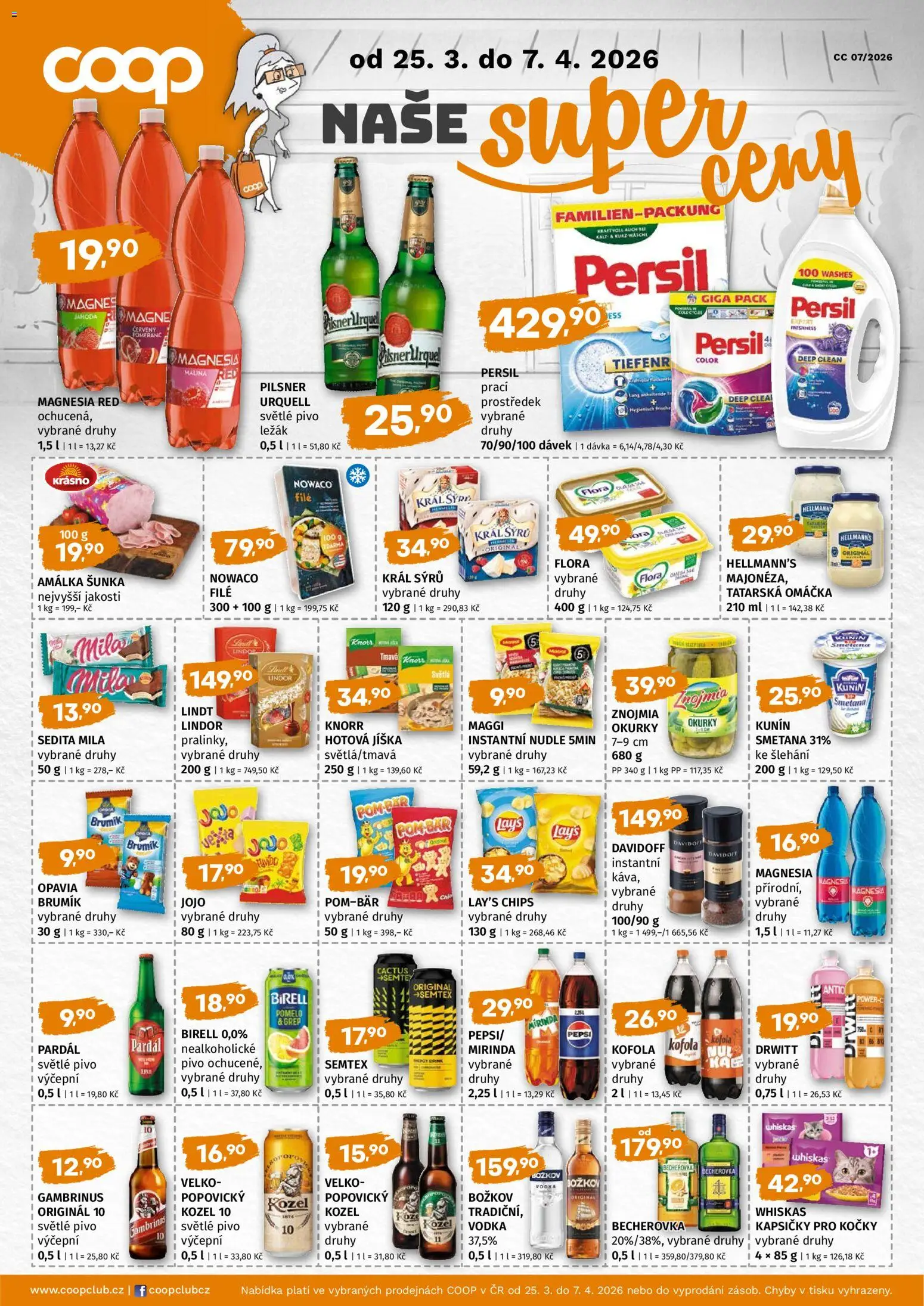 Trefa leták - COOP naše super ceny od 25.03.2026 | Strana: 1 | Produkty: Vodka, Mirinda, Hellmann's, Becherovka