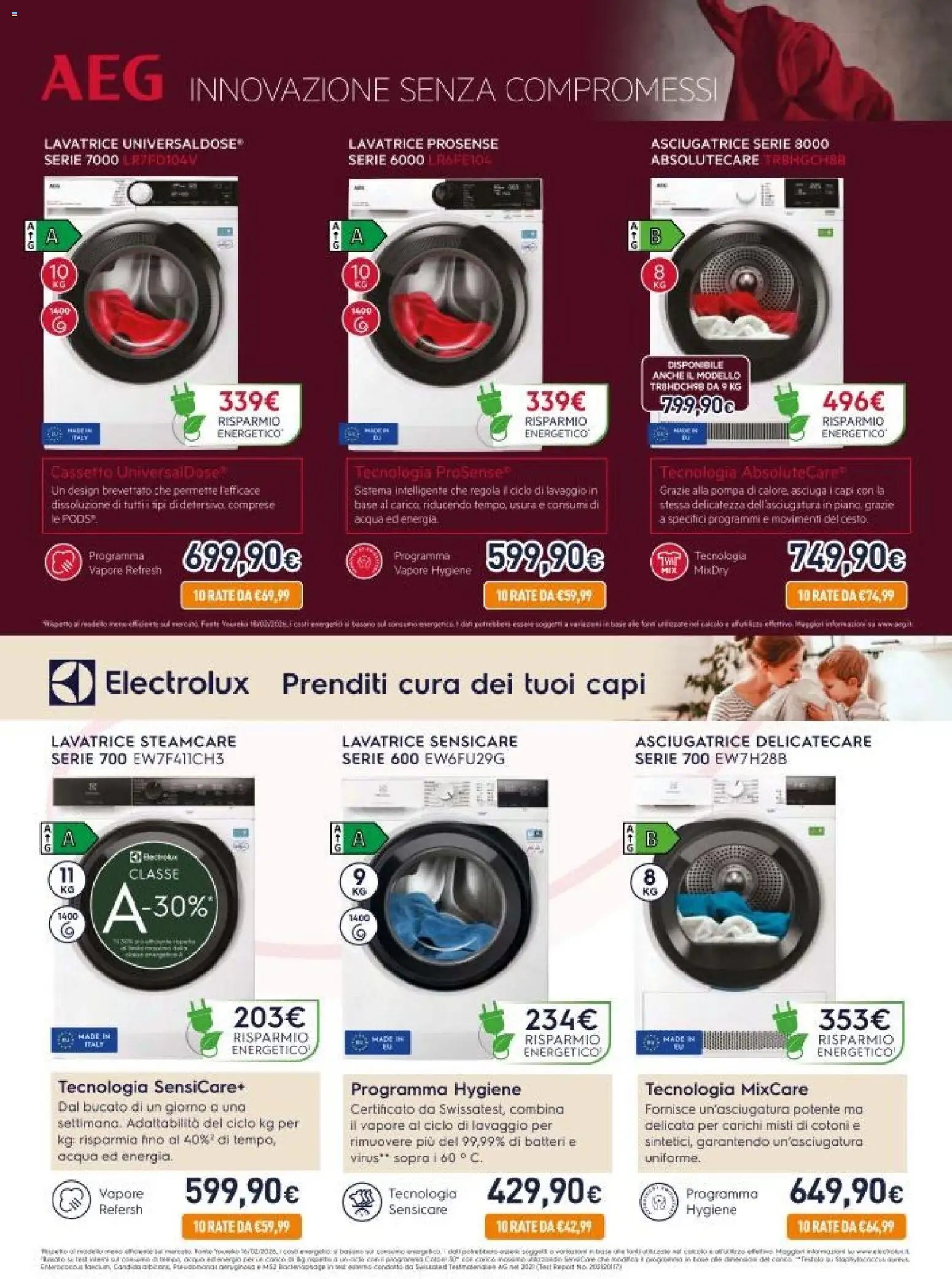 Volantino Unieuro del 20.03.2026 | Pagina: 12 | Prodotti: Acqua, Lavatrice, Asciugatrice