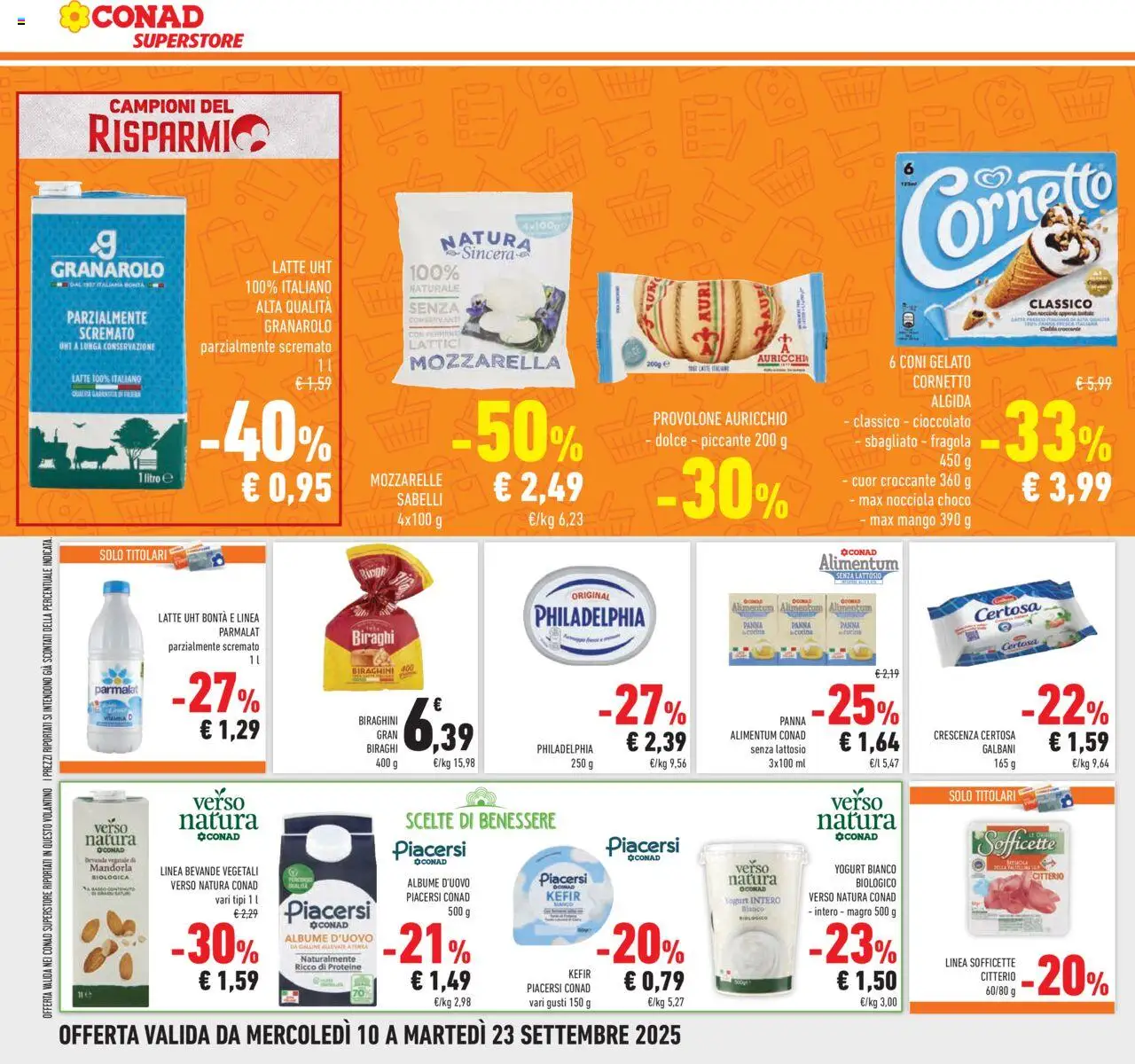 Volantino Conad del 10.09.2025 | Pagina: 26 | Prodotti: Provolone, Panna, Gelato, Crescenza
