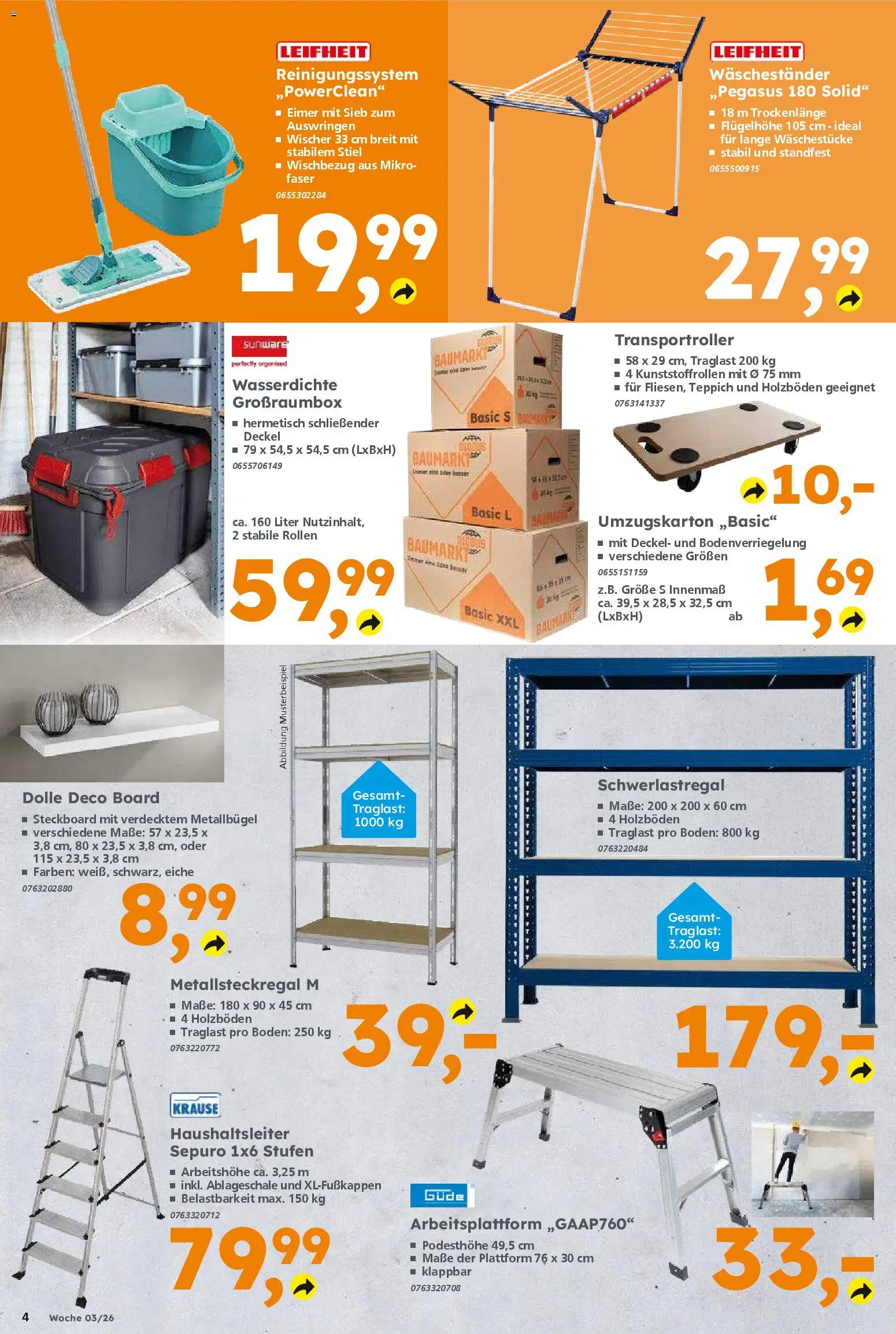 Globus Baumarkt Prospekt 	 – gültig ab 12.01.2026 | Seite: 4 | Produkte: Teppich, Schwerlastregal, Waschestander