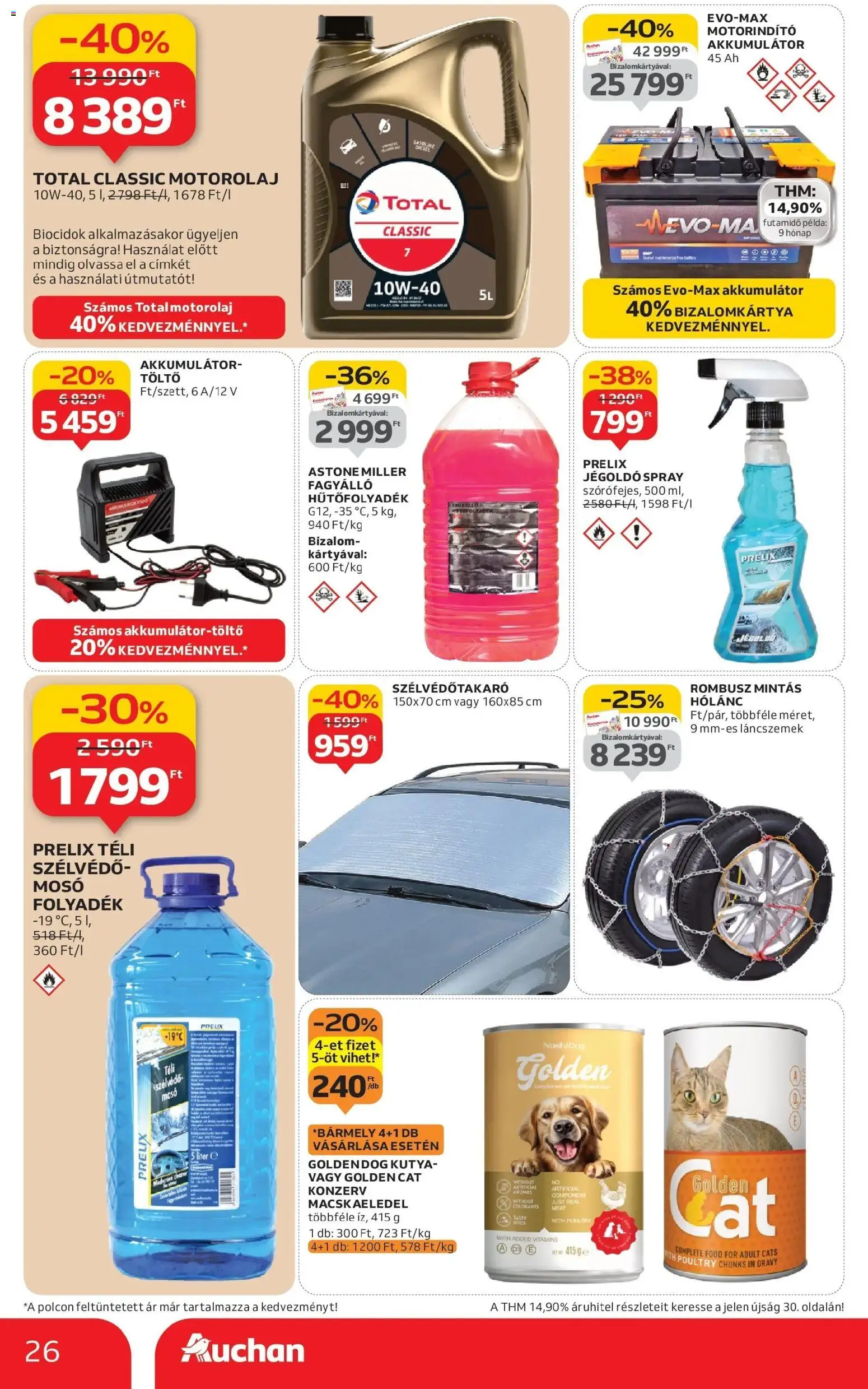 Auchan akciós ujság - amely érvényes a következő dátumtól: 15.01.2026 | Oldal: 26 | Termékek: Macskaeledel, Akkumulátor, Töltő, Akkumulátor töltő
