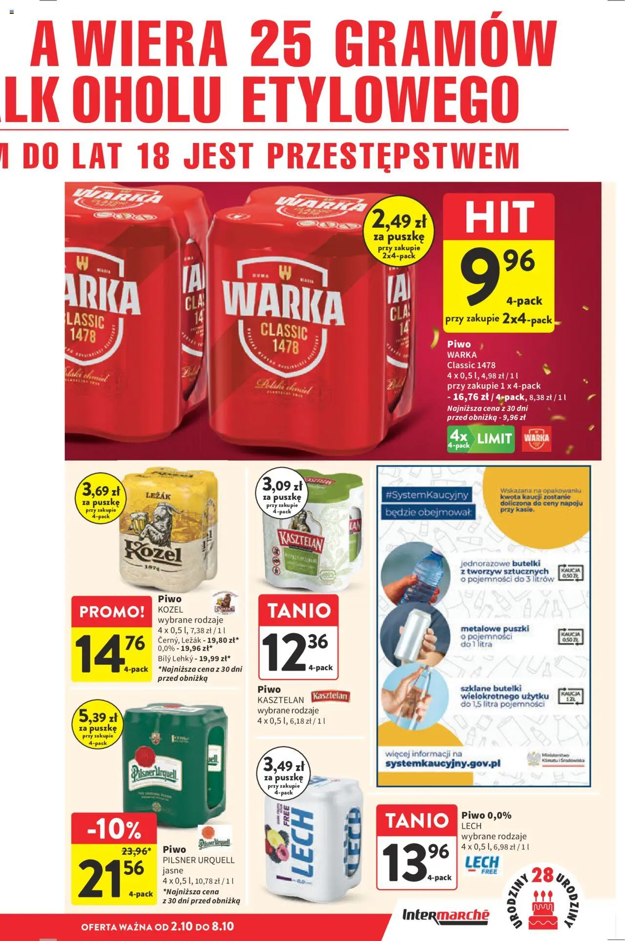 Intermarche Gazetka od 02.10.2025 | Strona: 41 | Produkty: Leżak, Warka, Piwo Warka, Piwo