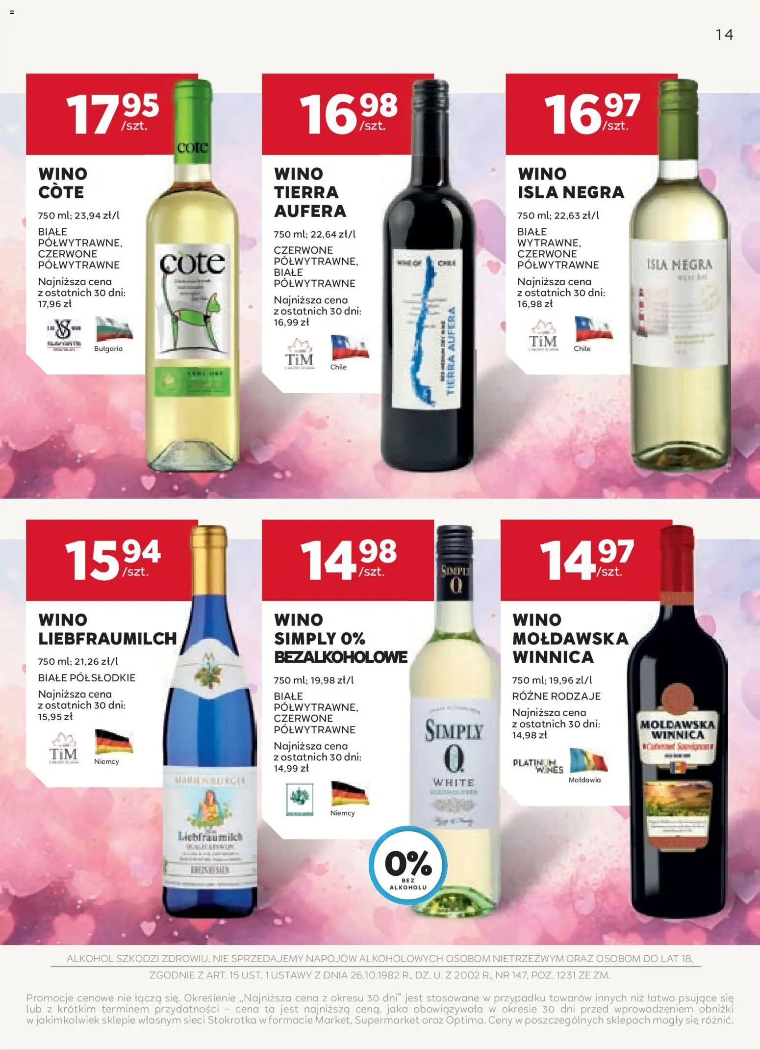 Stokrotka Gazetka - Oferta alkoholowa od 29.01.2026 | Strona: 14 | Produkty: Stokrotka, Wino Cote, Wino, Alkohol