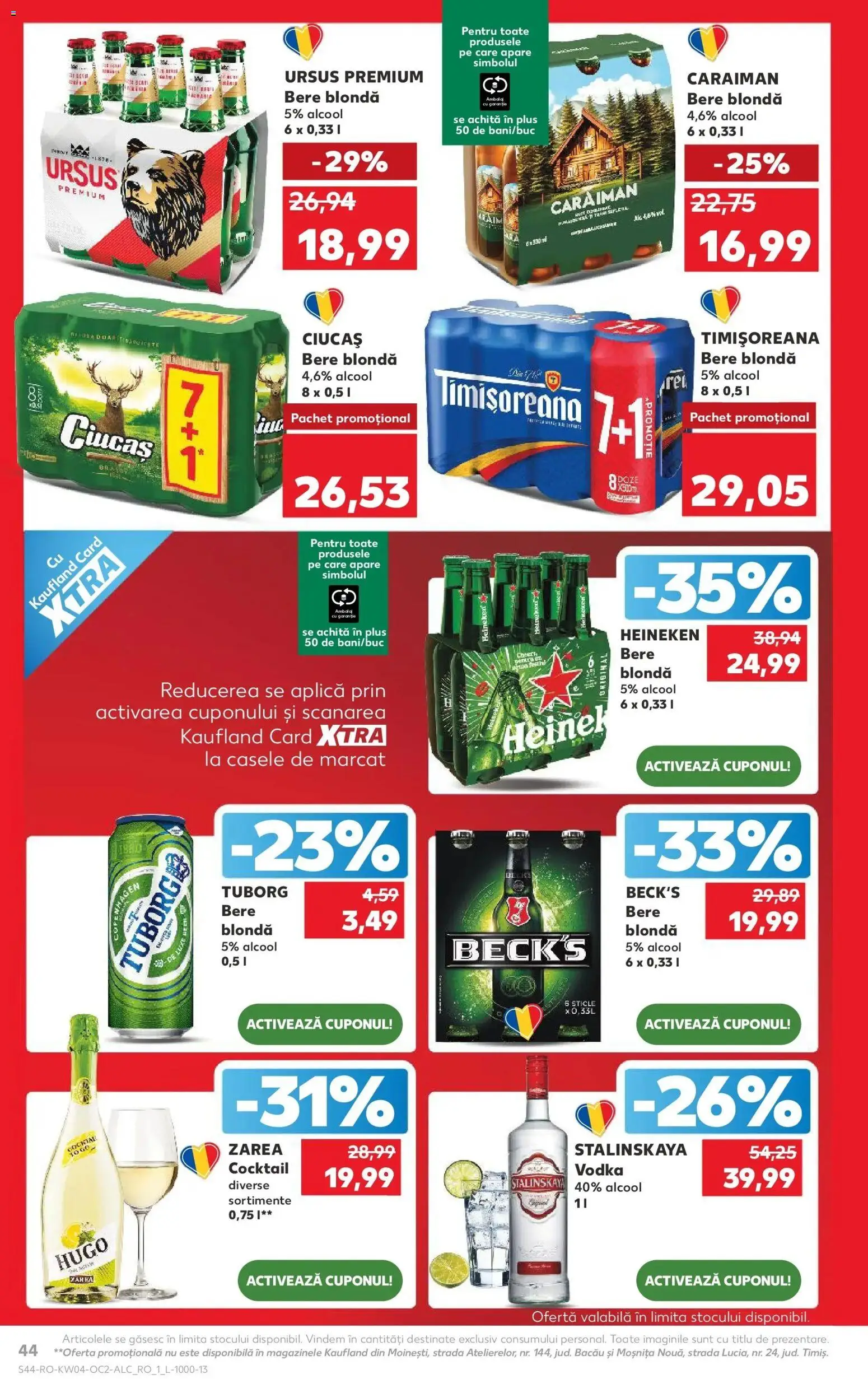 Noul catalog Kaufland – valabil de la 21.01.2026 | Pagină: 44 | Produse: Bere, Cocktail, Vodka