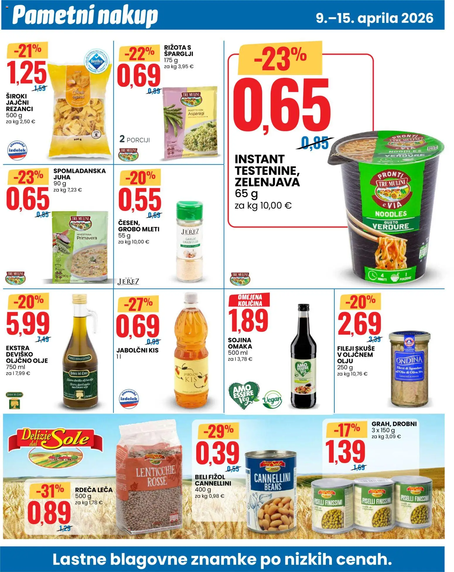 Novi Eurospin katalog ponudbe – veljaven od 09.04.2026 | Stran: 8 | Izdelki: Oljčno olje, Juha, Leča, Zelenjava