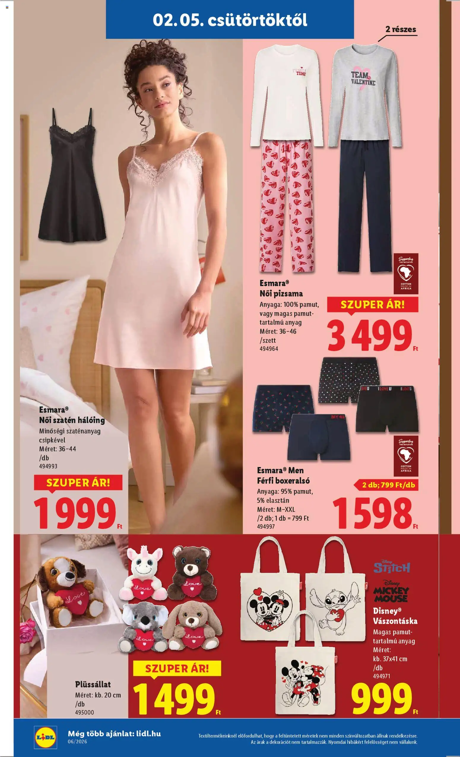 Lidl akciós ujság - amely érvényes a következő dátumtól: 05.02.2026 | Oldal: 20 | Termékek: Boxeralsó, Hálóing, Női pizsama, Pizsama