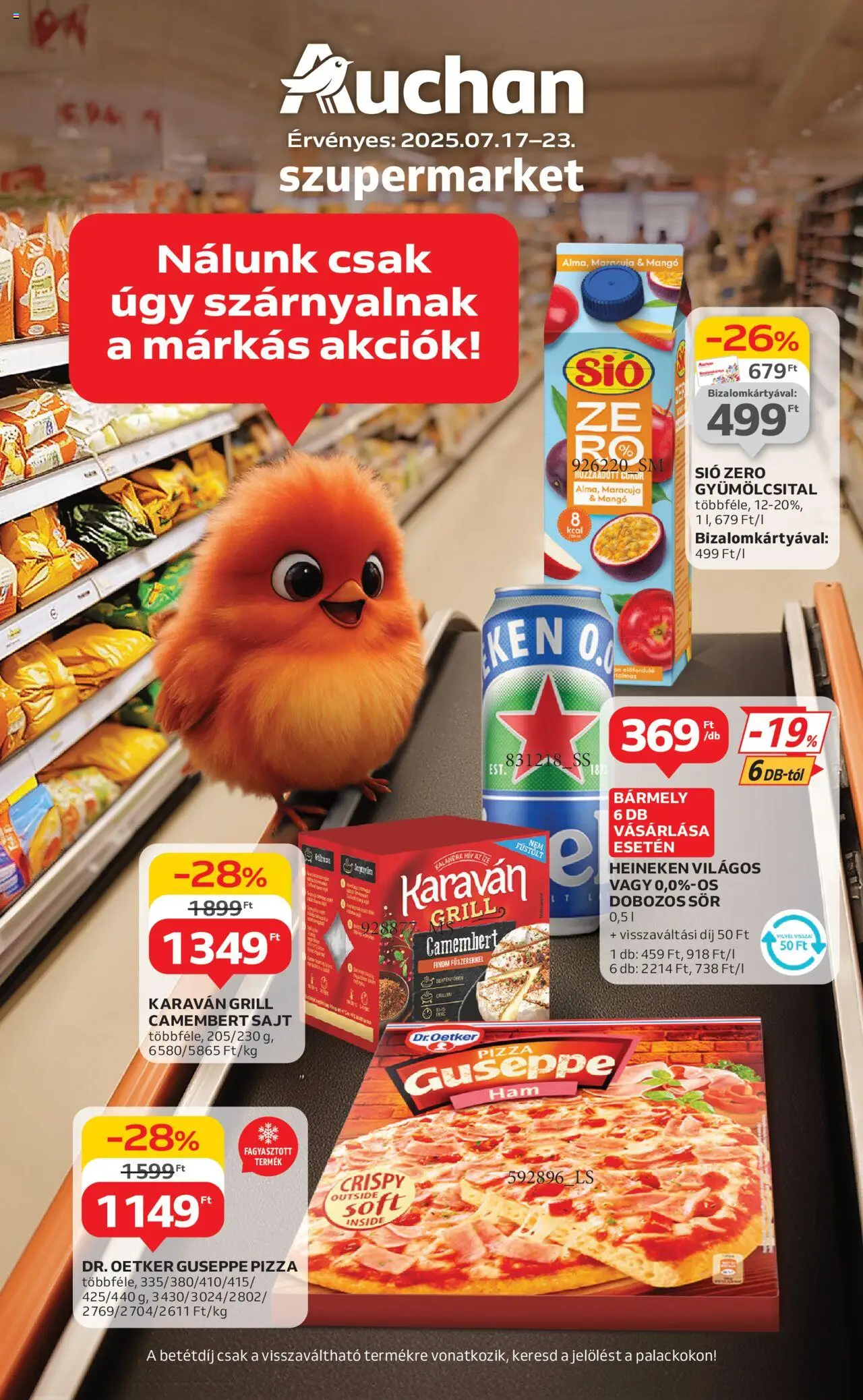 Auchan akciós ujság - amely érvényes a következő dátumtól: 17.07.2025 | Oldal: 1 | Termékek: Sajt, Pizza, Sör, Cukor