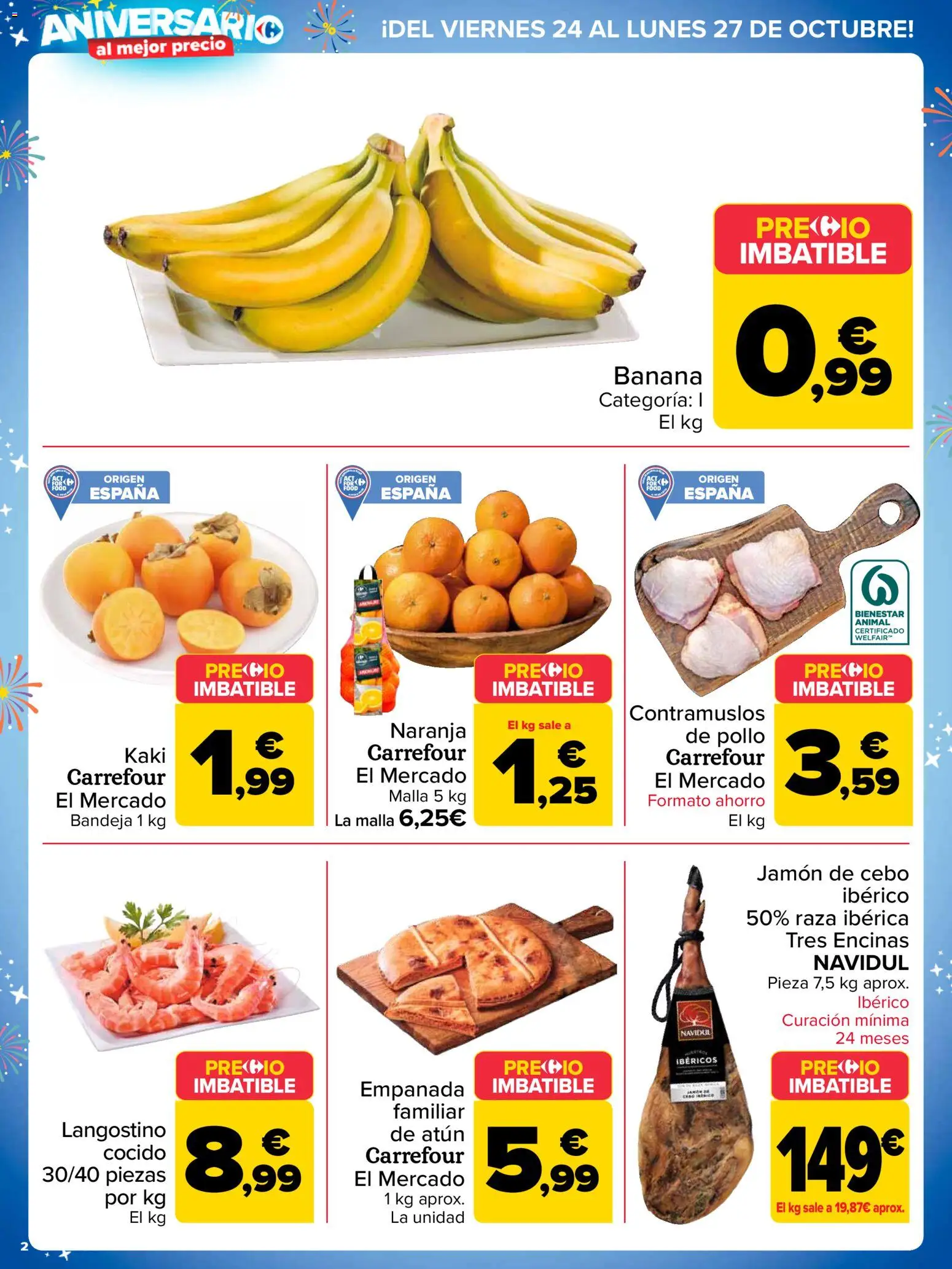 Carrefour folleto │ válido desde el 24.10.2025 | Página: 2 | Productos: Jamón, Bandeja, Langostino