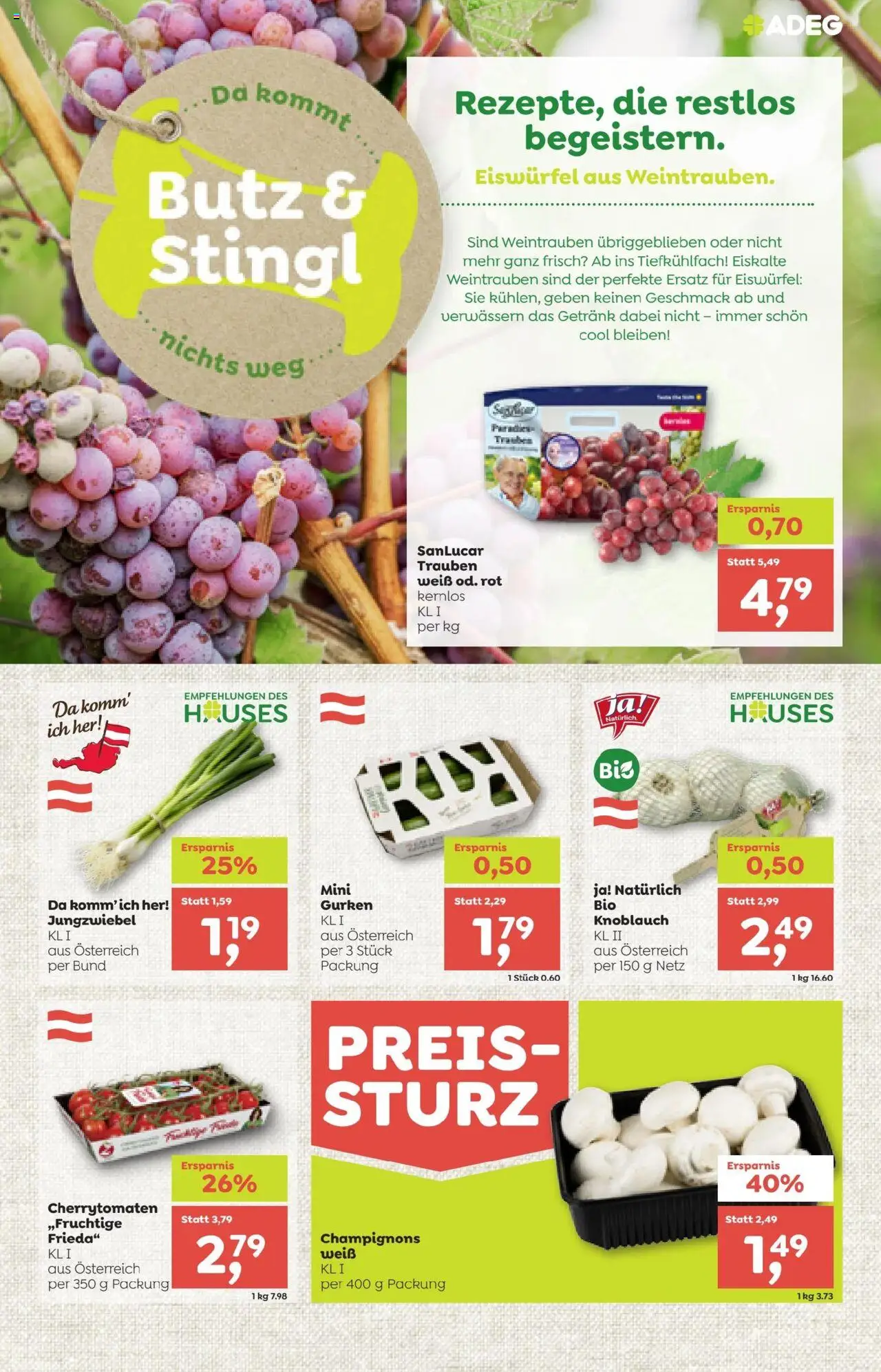 ADEG Flugblatt gültig ab 14.08.2025 | Seite: 3 | Produkte: Gurken, Knoblauch, Weintrauben