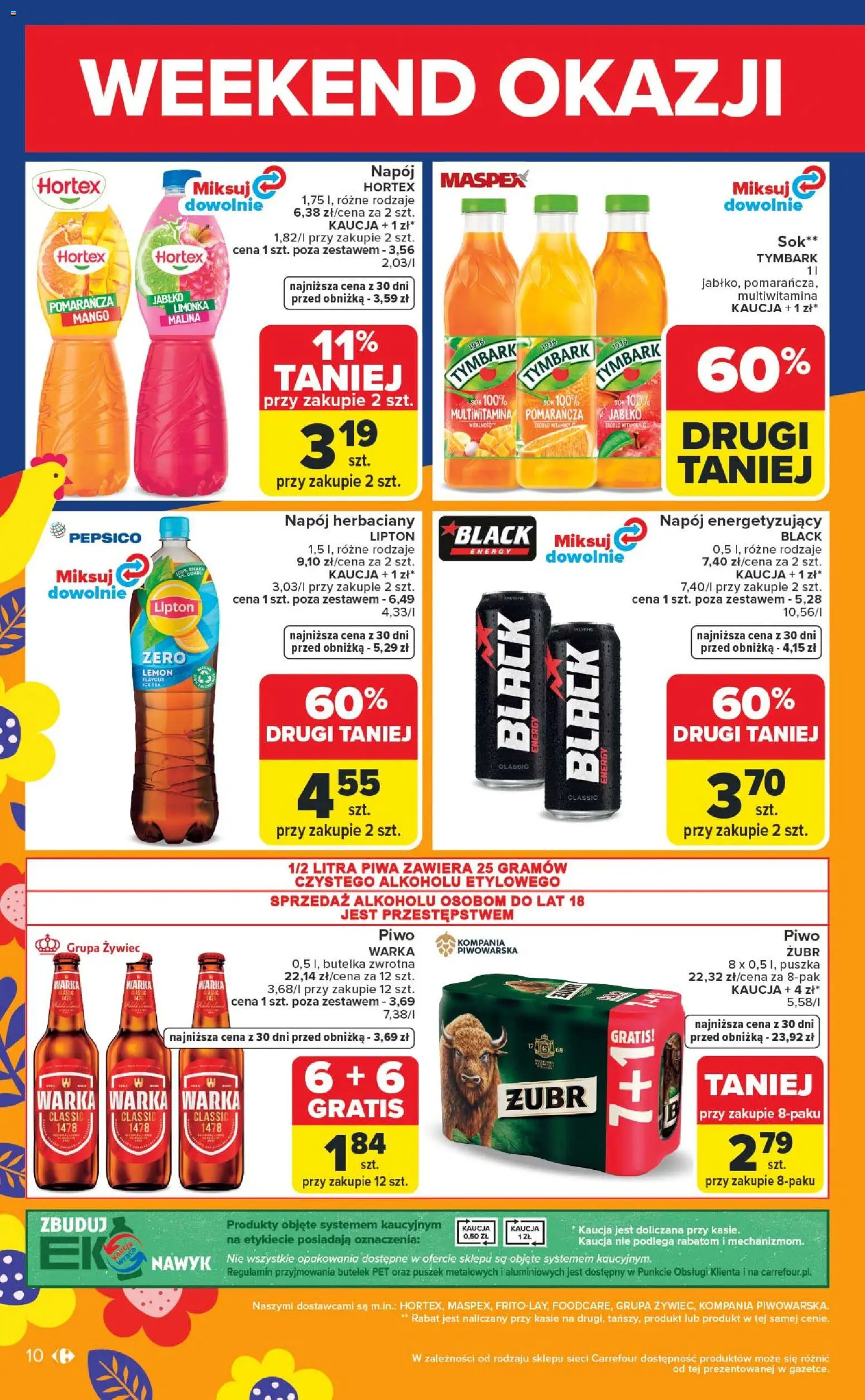 Carrefour gazetka - Weekend okazji od 26.03.2026 | Strona: 10 | Produkty: Mango, Limonka, Piwo Warka, Sok