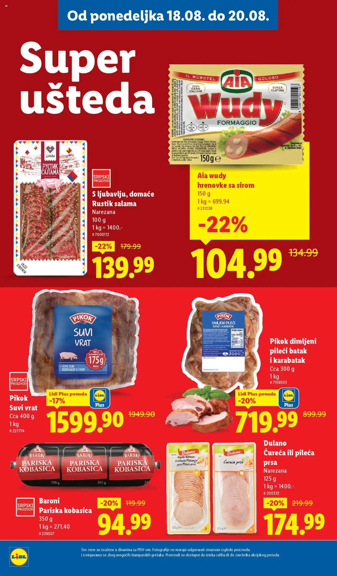 Lidl katalog - važi od 14.08.2025 | Strana: 54 | Proizvode: Pileća prsa, Suvi vrat, Pileći batak, Salama