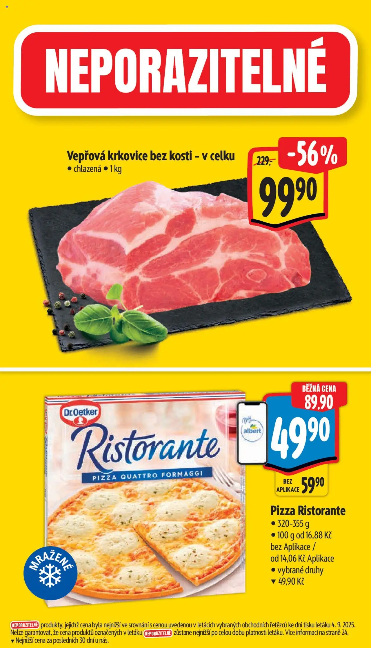 Albert leták - Supermarket od 10.09.2025 | Strana: 2 | Produkty: Pizza, Vepřová krkovice bez kosti, Pizza Ristorante, Krkovice