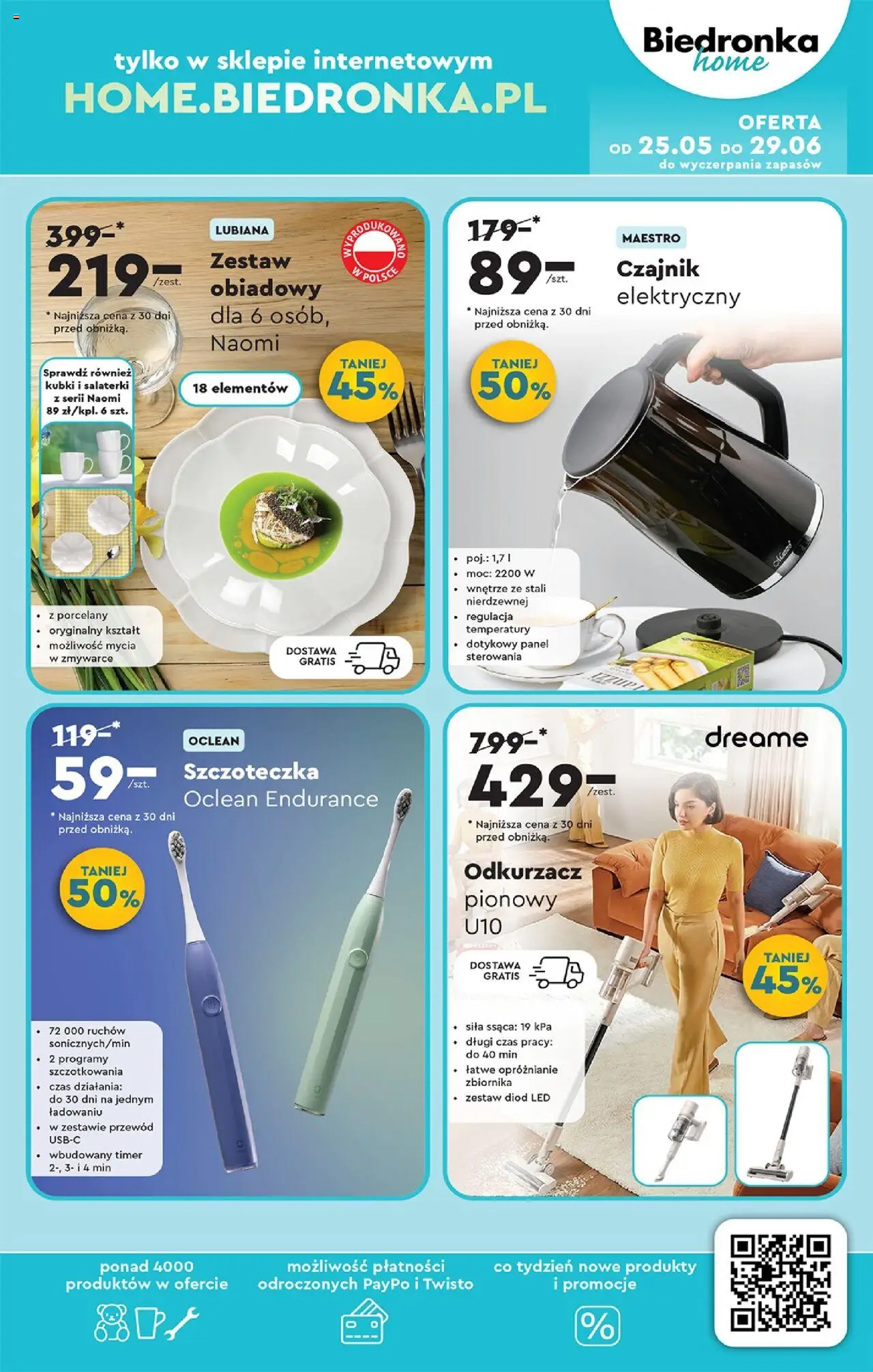 Biedronka gazetka - Okazje tygodnia od 24.05.2025 | Strona: 57 | Produkty: Czajnik, Odkurzacz, Odkurzacz pionowy, Zestaw obiadowy