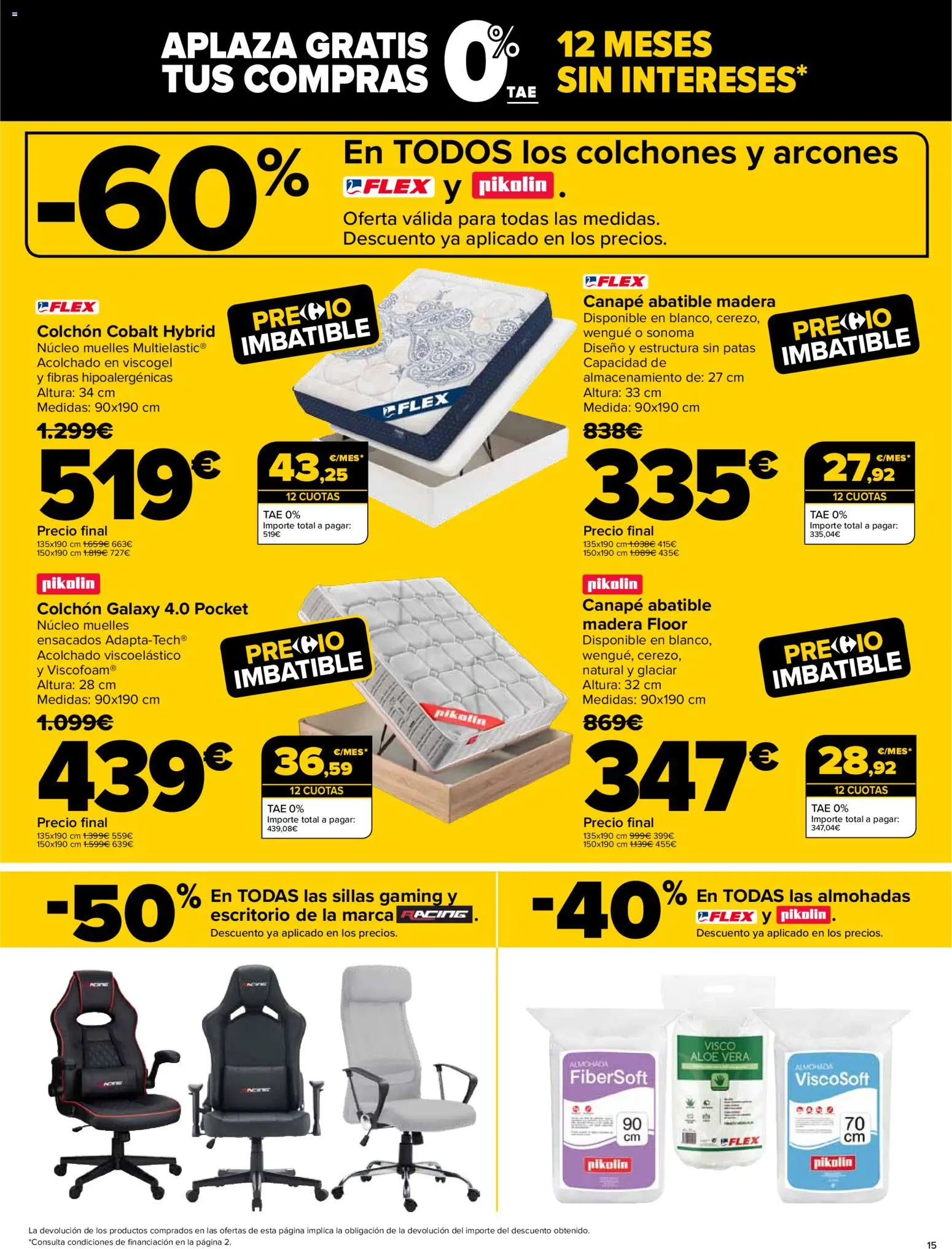 Carrefour - Black Friday │ válido desde el 12.11.2025 | Página: 15 | Productos: Colchon, Almohada