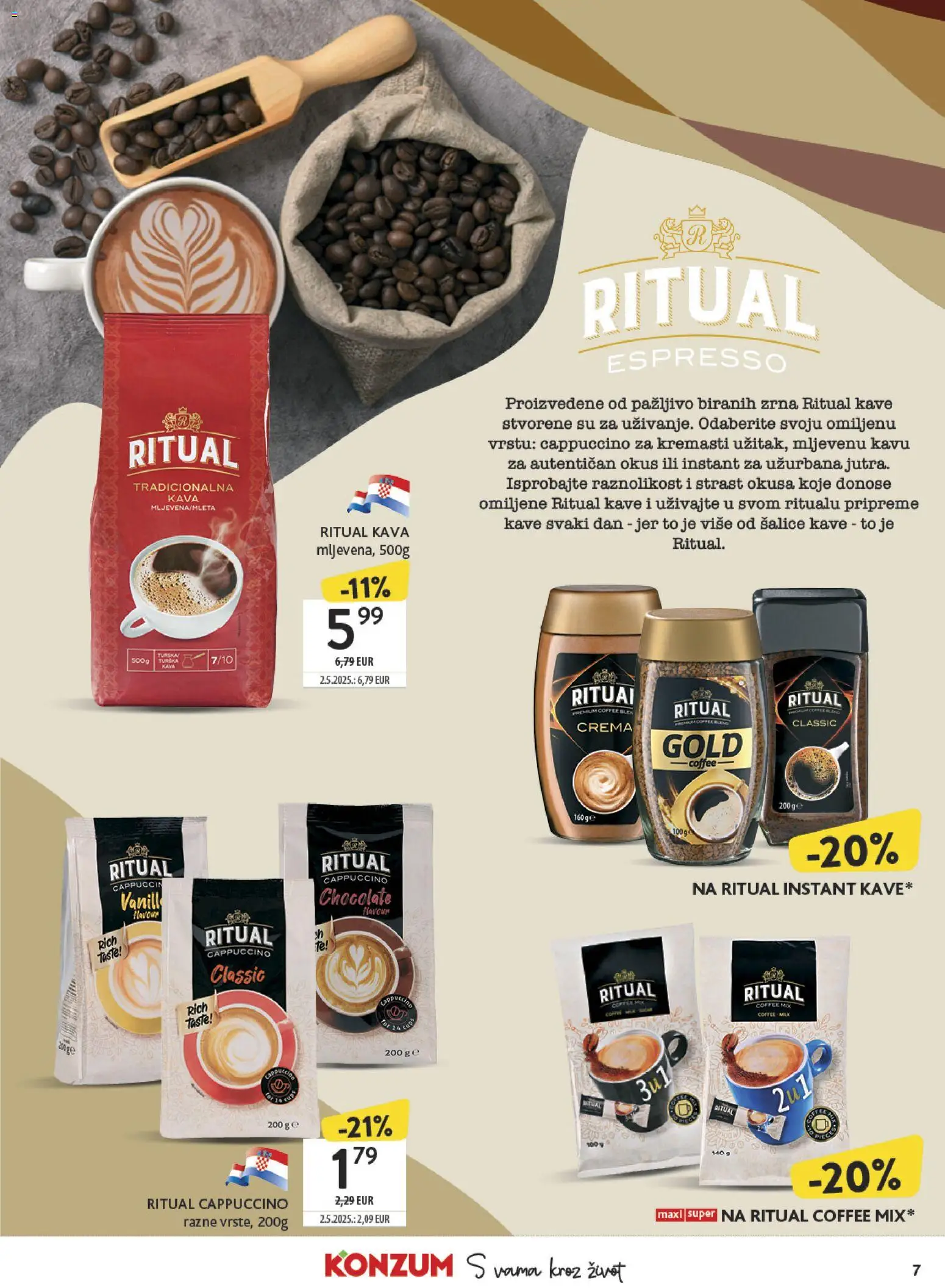 Konzum HR akciós ujság - amely érvényes a következő dátumtól: 19.01.2026 | Oldal: 7 | Termékek: Cappuccino, Kávé