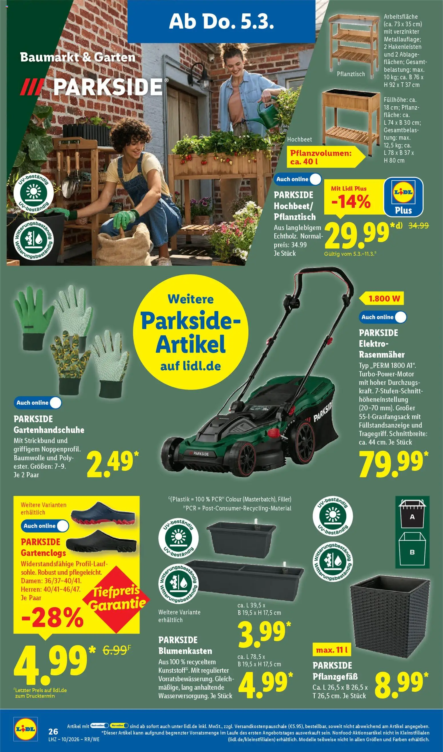 Lidl Prospekt Trier-West – gültig ab 02.03.2026 | Seite: 44 | Produkte: Hochbeet, Rasenmäher