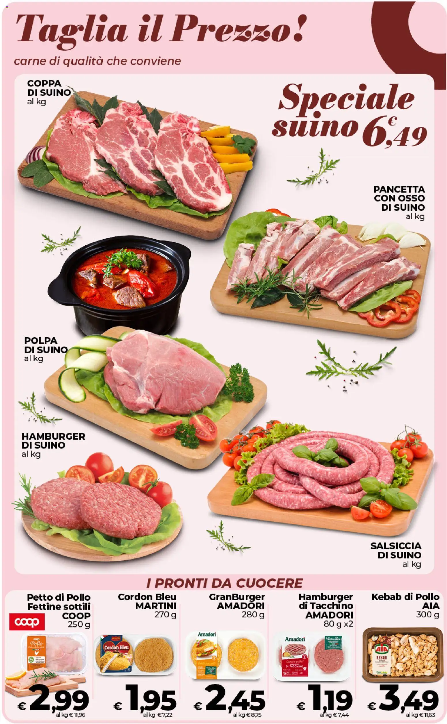 Volantino COOP del 27.01.2026 | Pagina: 13 | Prodotti: Petto di Pollo, Pancetta, Salsiccia, Hamburger