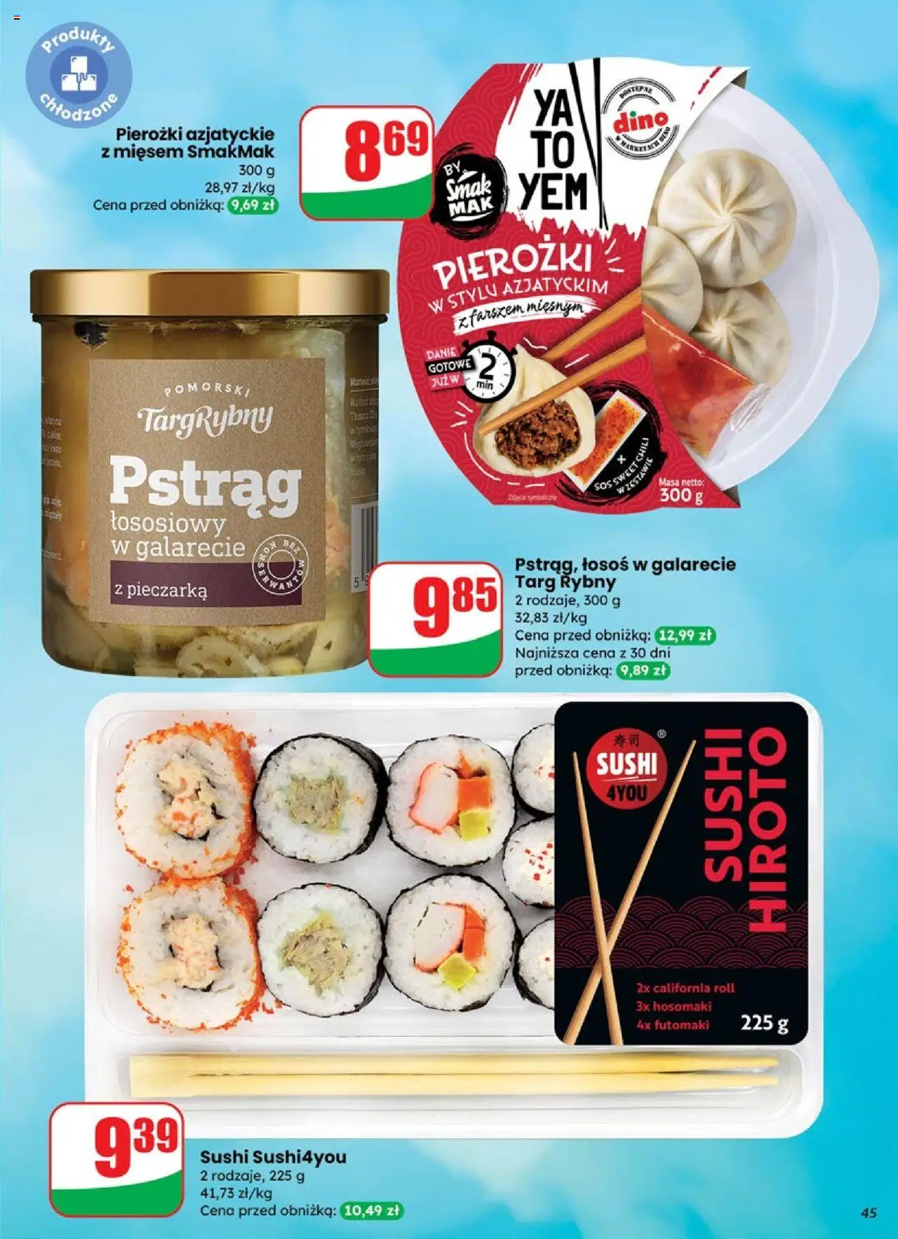 Dino Gazetka od 01.10.2025 | Strona: 45 | Produkty: Pstrąg, Łosoś, Sushi, Sos