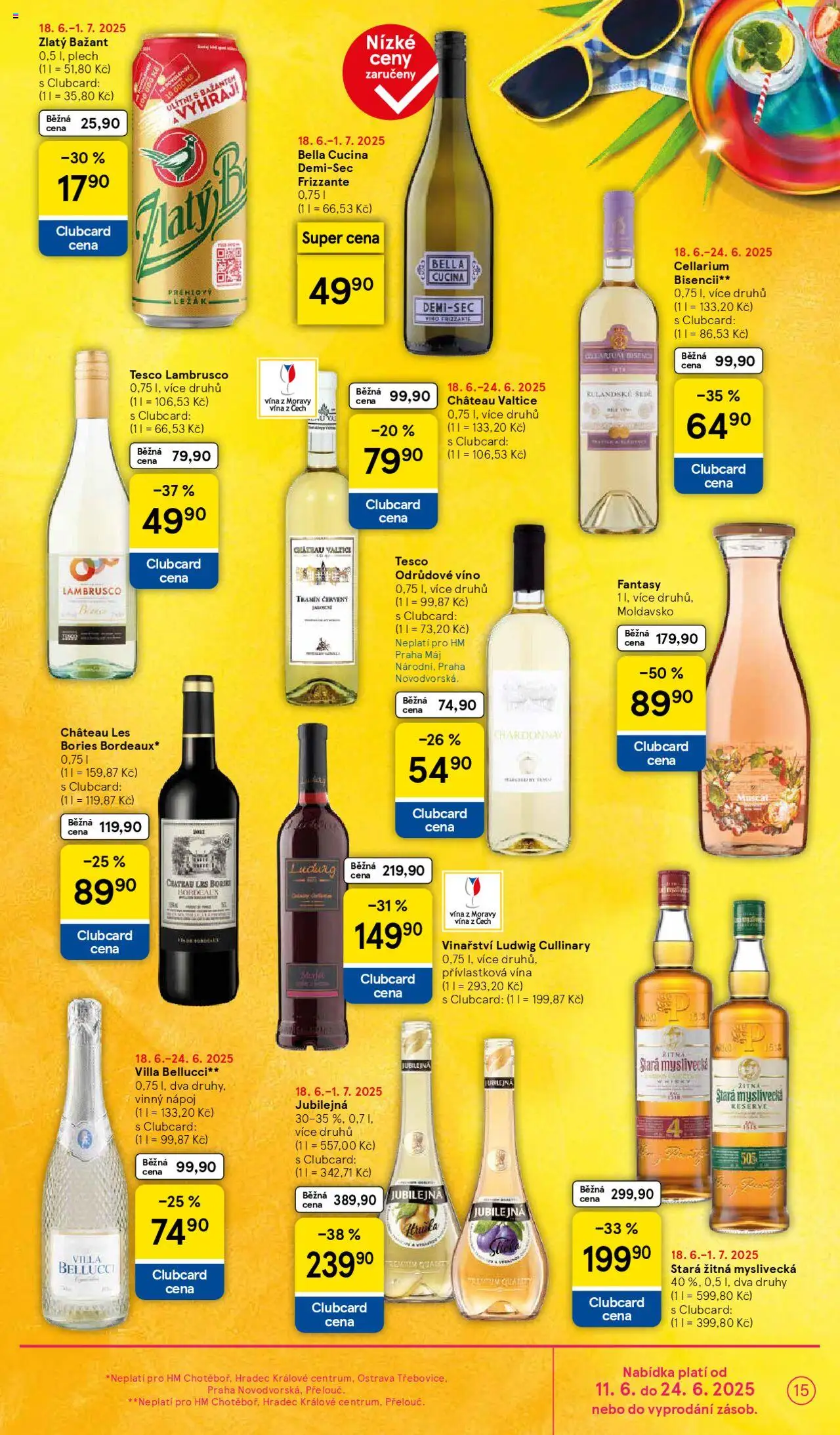 Tesco leták - Hypermarket od 18.06.2025 | Strana: 15 | Produkty: Lambrusco, Frizzante, Zlatý Bažant, Stará žitná myslivecká