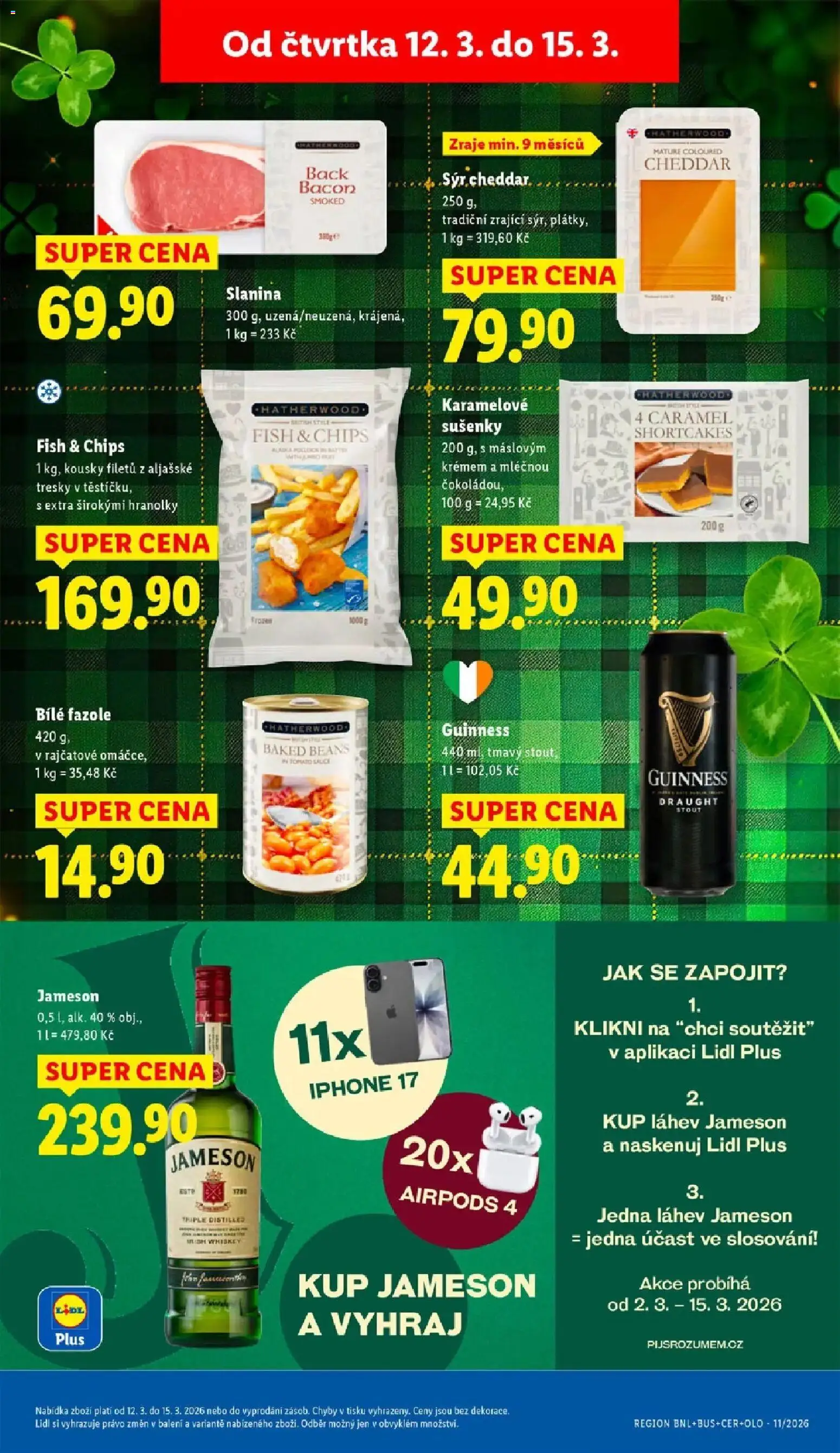 Lidl aktuální leták od 12.03.2026 | Strana: 17 | Produkty: Karamelové sušenky, Whiskey, Slanina, Láhev