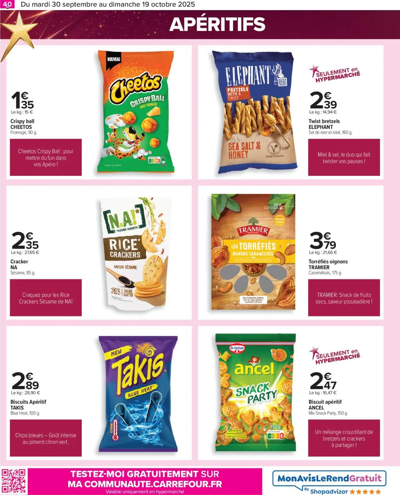  | Page: 40 | Produits: Citron, Miel, Chips, Bretzels