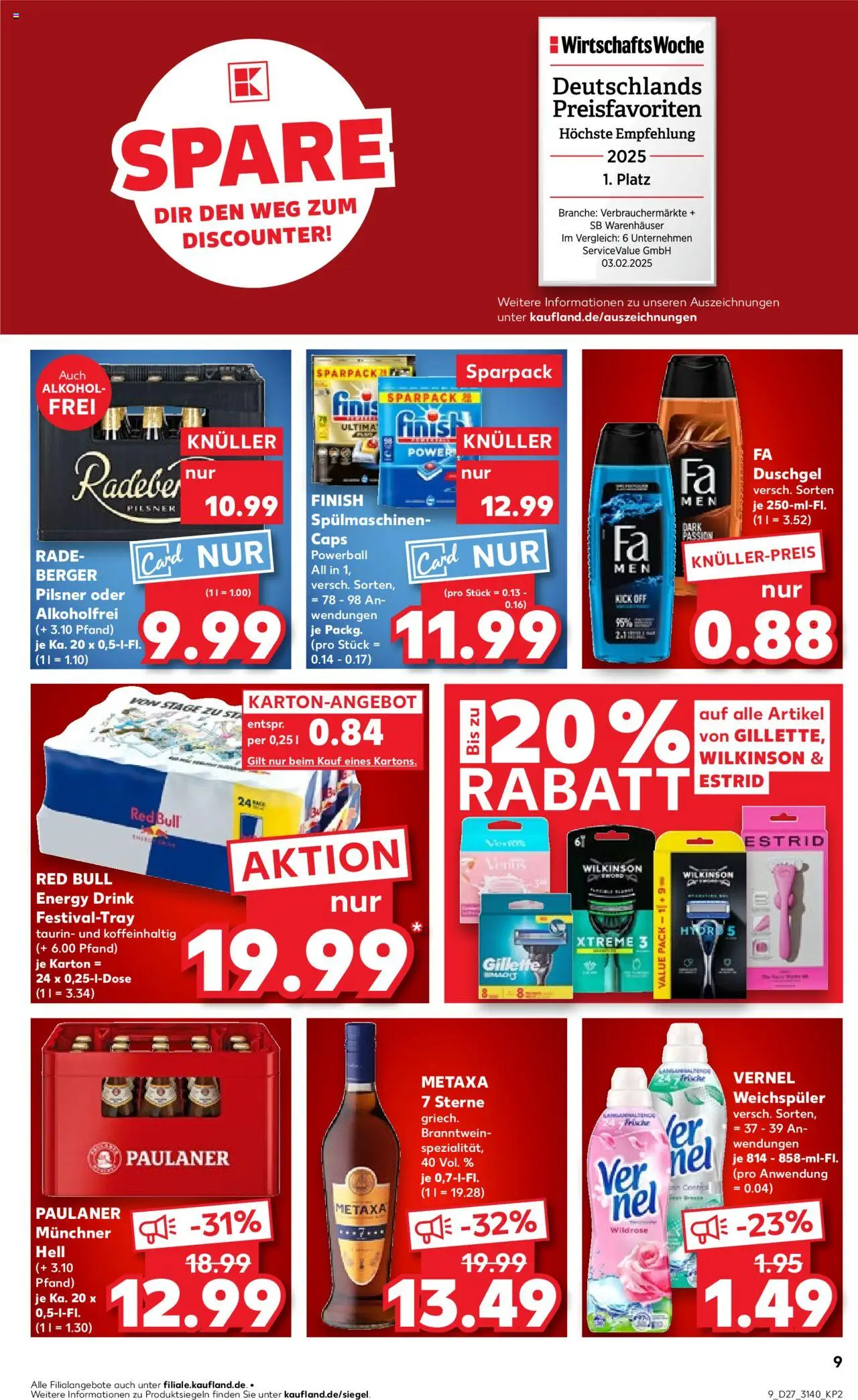 Kaufland prospekt Leipzig	 - gültig ab dem 03.07.2025 | Seite: 9 | Produkte: Fa duschgel, Finish, Weichspüler, Radeberger pilsner