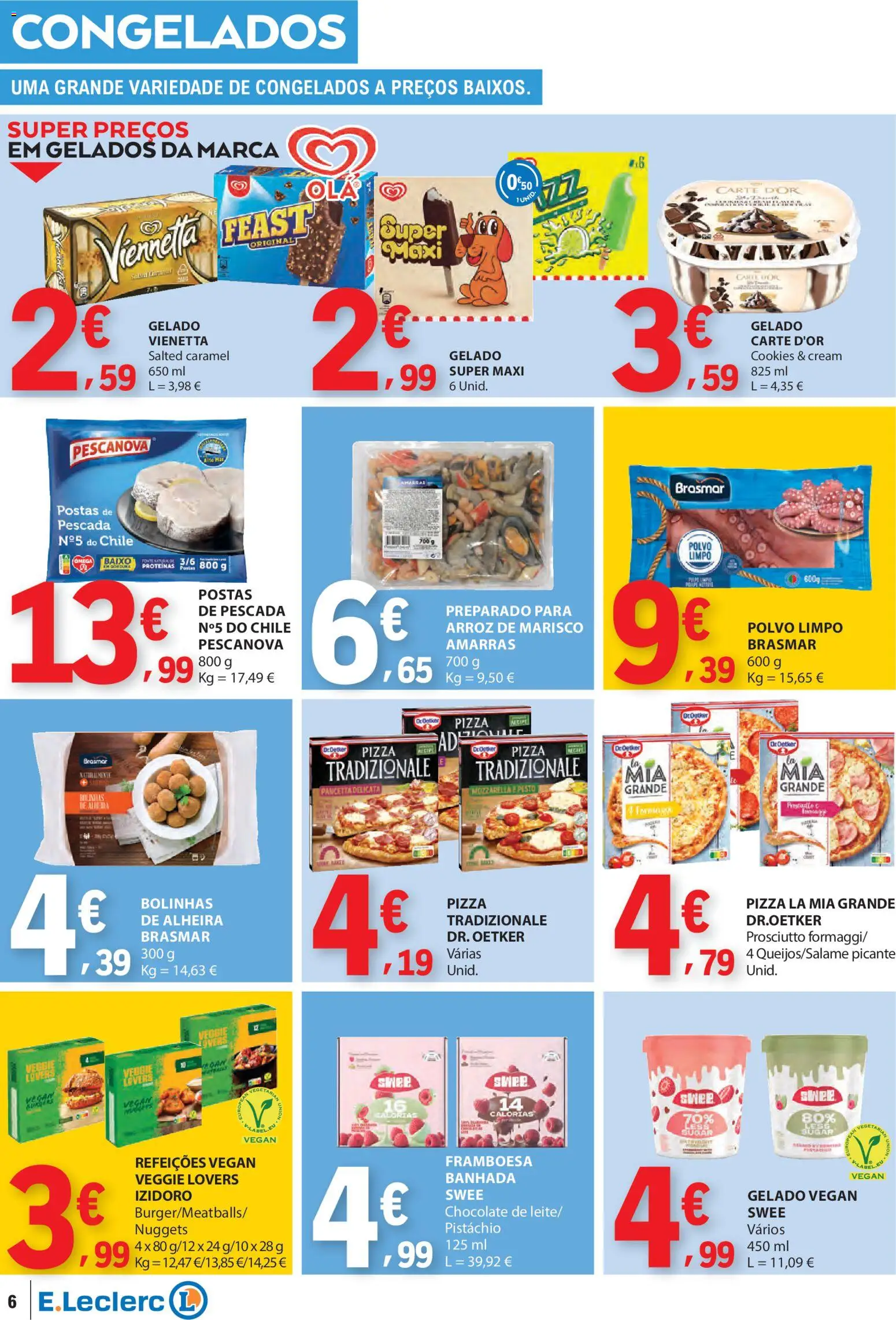E.Leclerc folheto │ válido de 08.01.2026 | Página: 6 | Produtos: Pescada, Polvo, Nuggets, Alheira