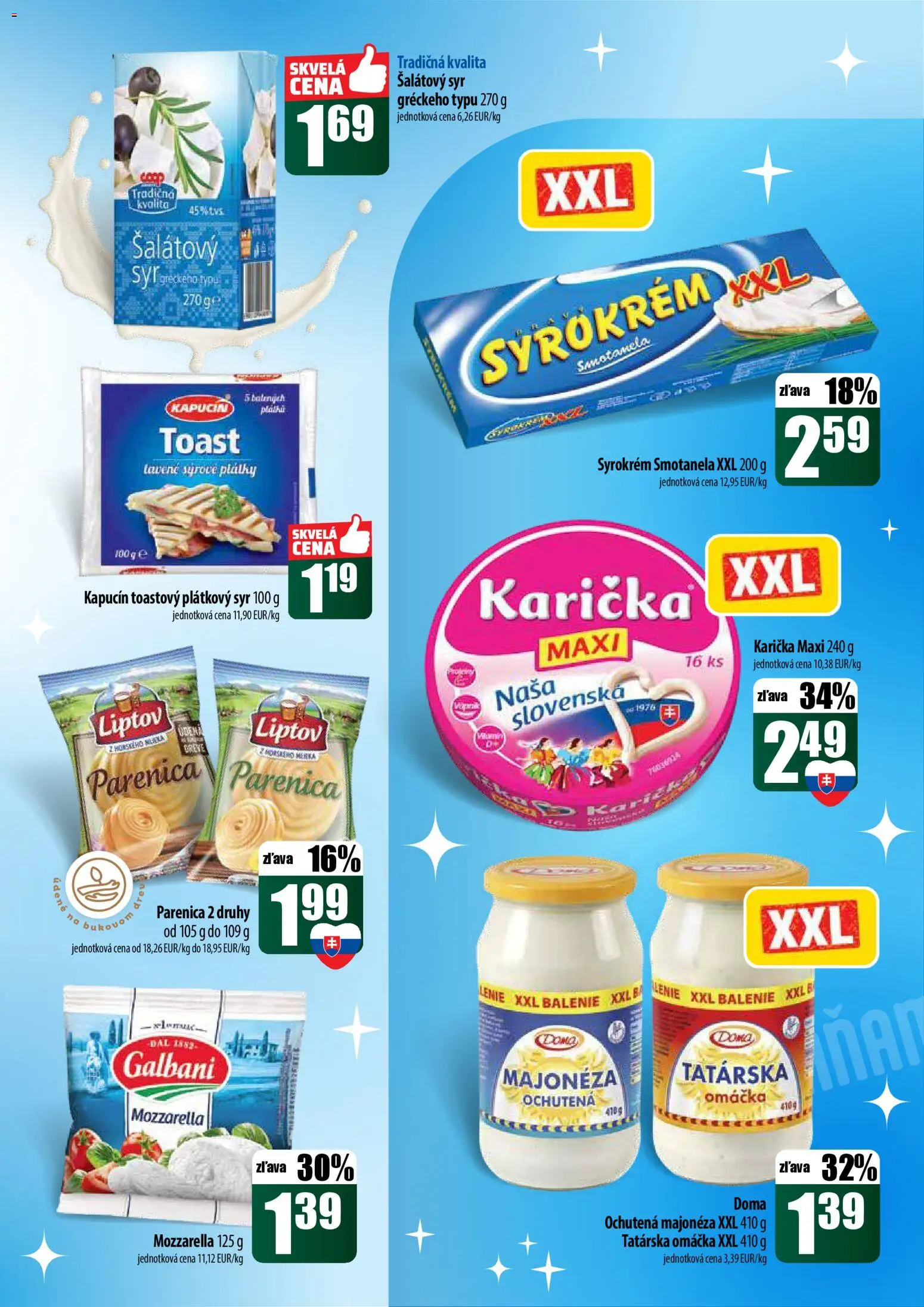 Nové COOP Jednota akcie – leták je platný od 18.12.2025 | Strana: 21 | Produkty: Syr, Mozzarella, Tatárska omáčka, Omáčka