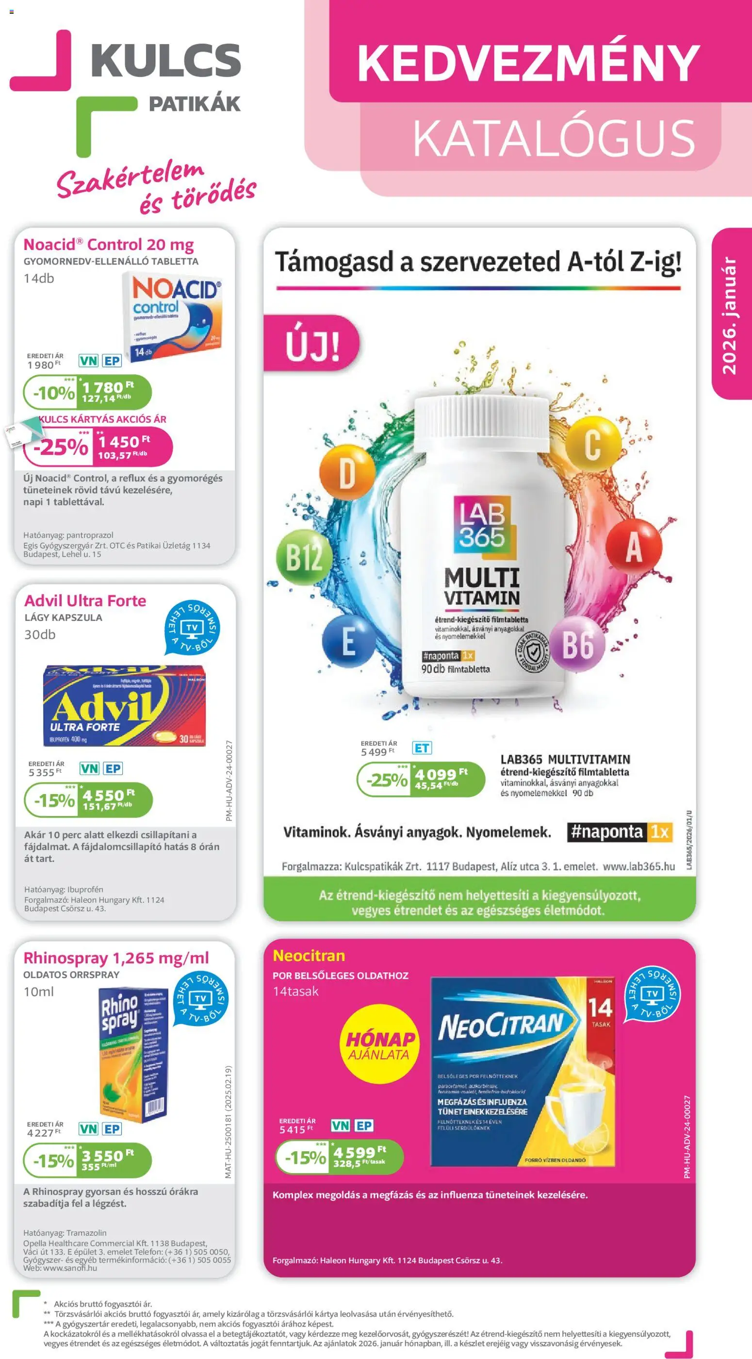 Kulcs Patika akciós ujság - amely érvényes a következő dátumtól: 01.01.2026 | Oldal: 1 | Termékek: Multivitamin