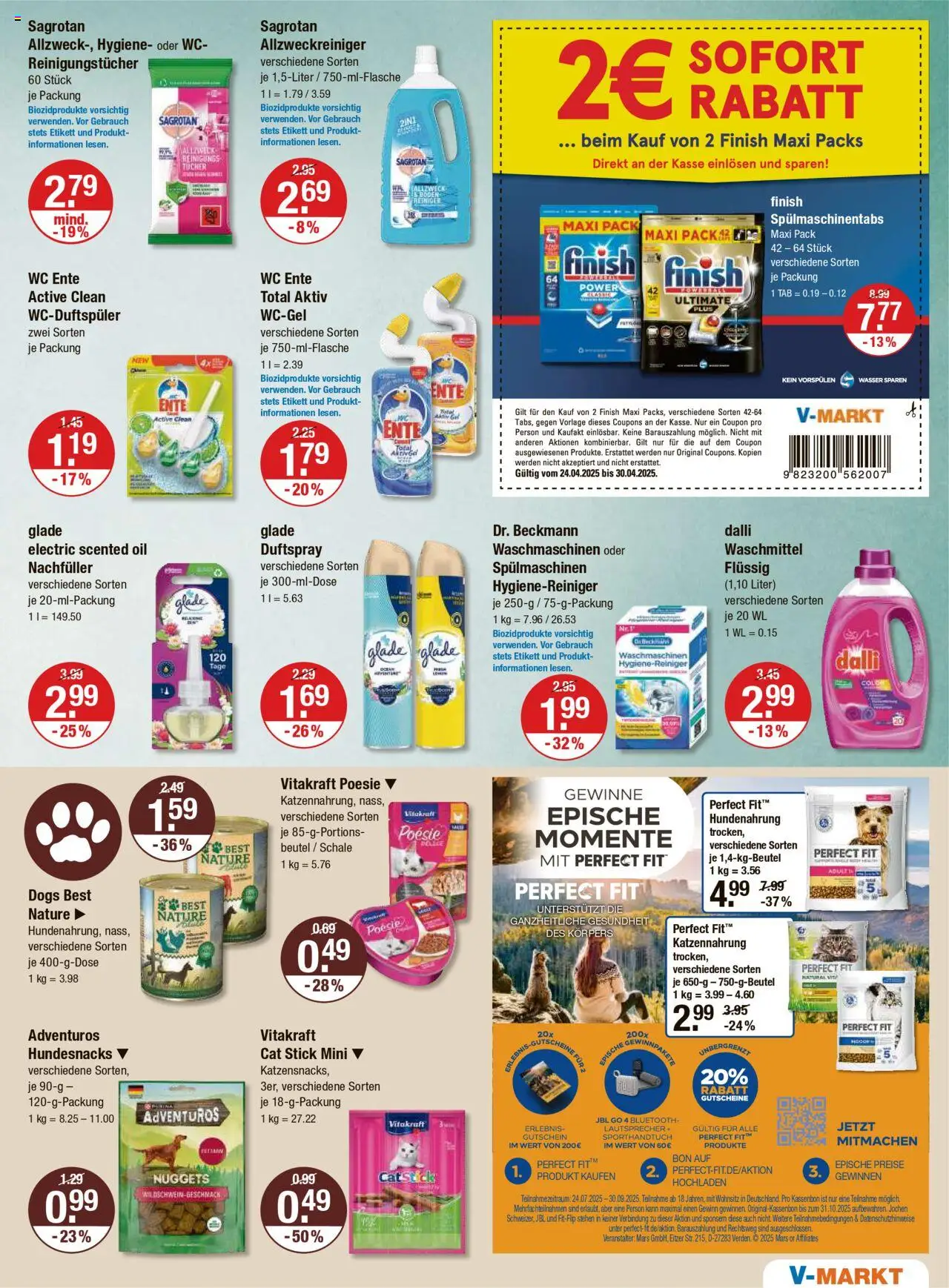 V-Markt - Oberpfalz - gültig ab dem 24.07.2025 | Seite: 11 | Produkte: Finish, Wasser, Waschmittel, Spülmaschinentabs