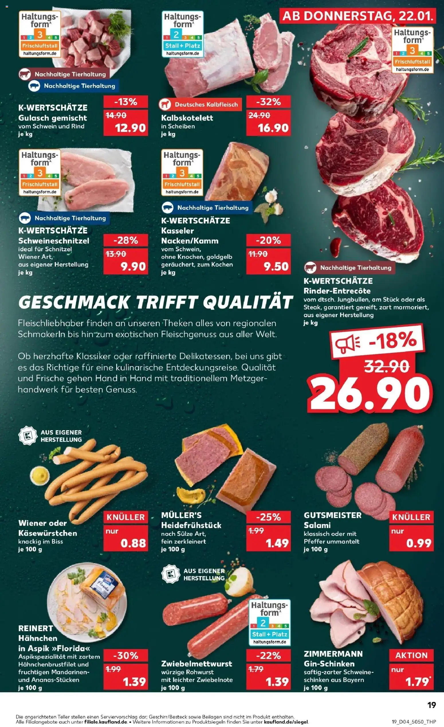 Kaufland prospekt Oschersleben (Bode)	 – gültig ab 22.01.2026 | Seite: 19 | Produkte: Gulasch, Schinken, Steak, Gin