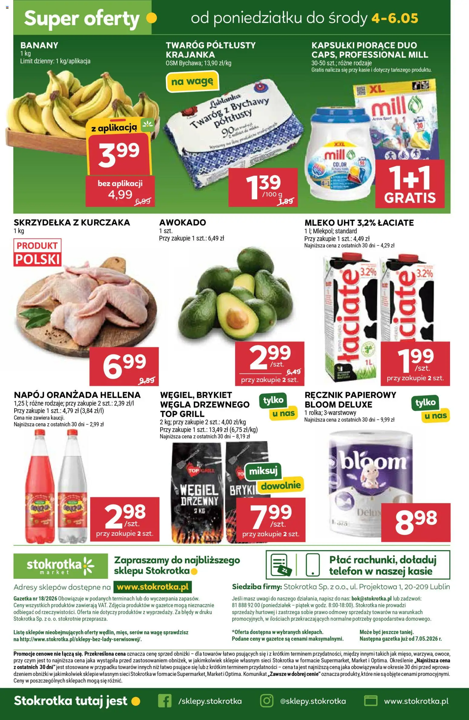 Stokrotka gazetka - Market od 29.04.2026 | Strona: 32 | Produkty: Top, Grill, Oranżada hellena, Banany