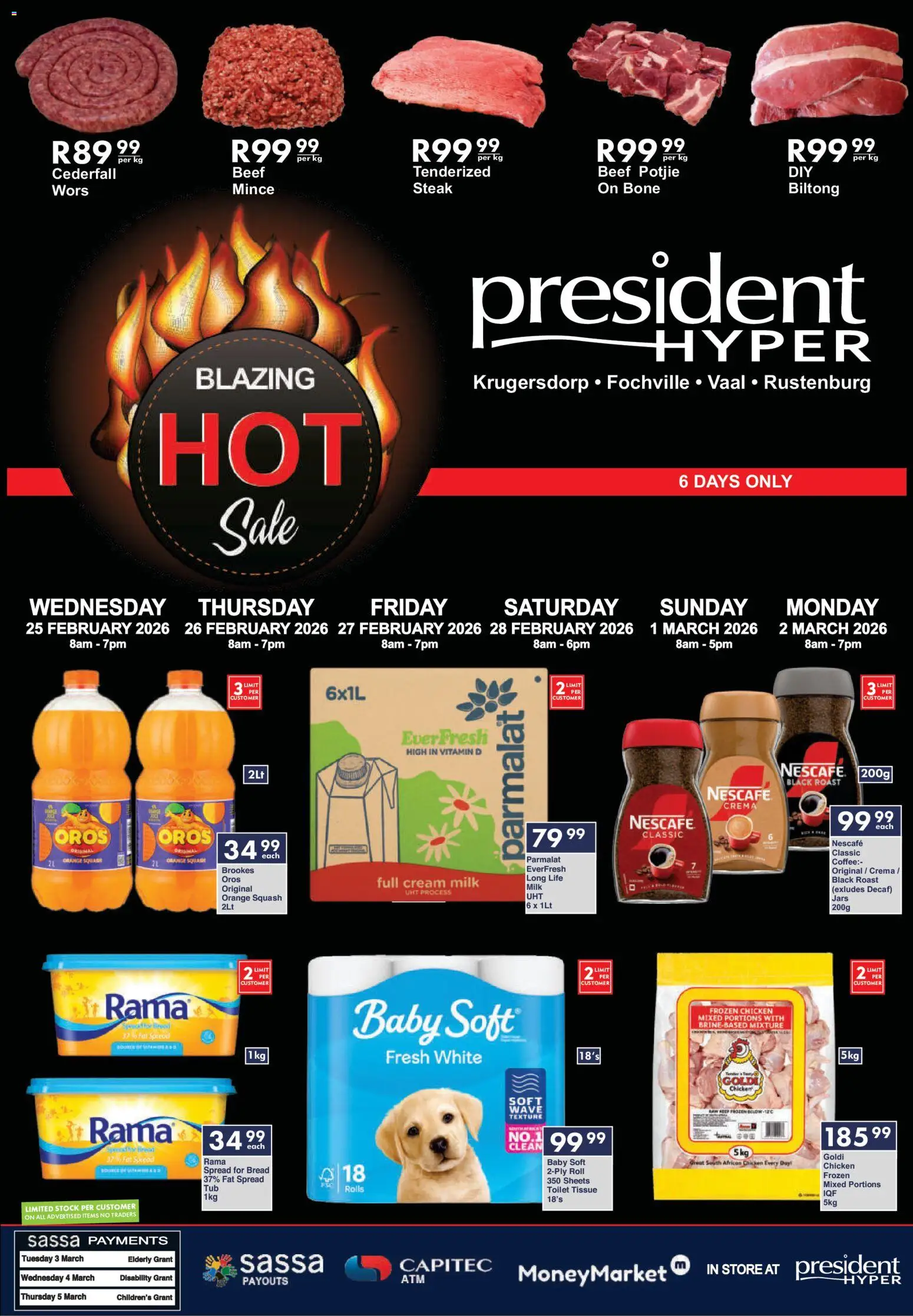 New President Hyper catalogue – valid from 25.02.2026 | Page: 1 | Products: Squash, Toilet, Milk, Chicken