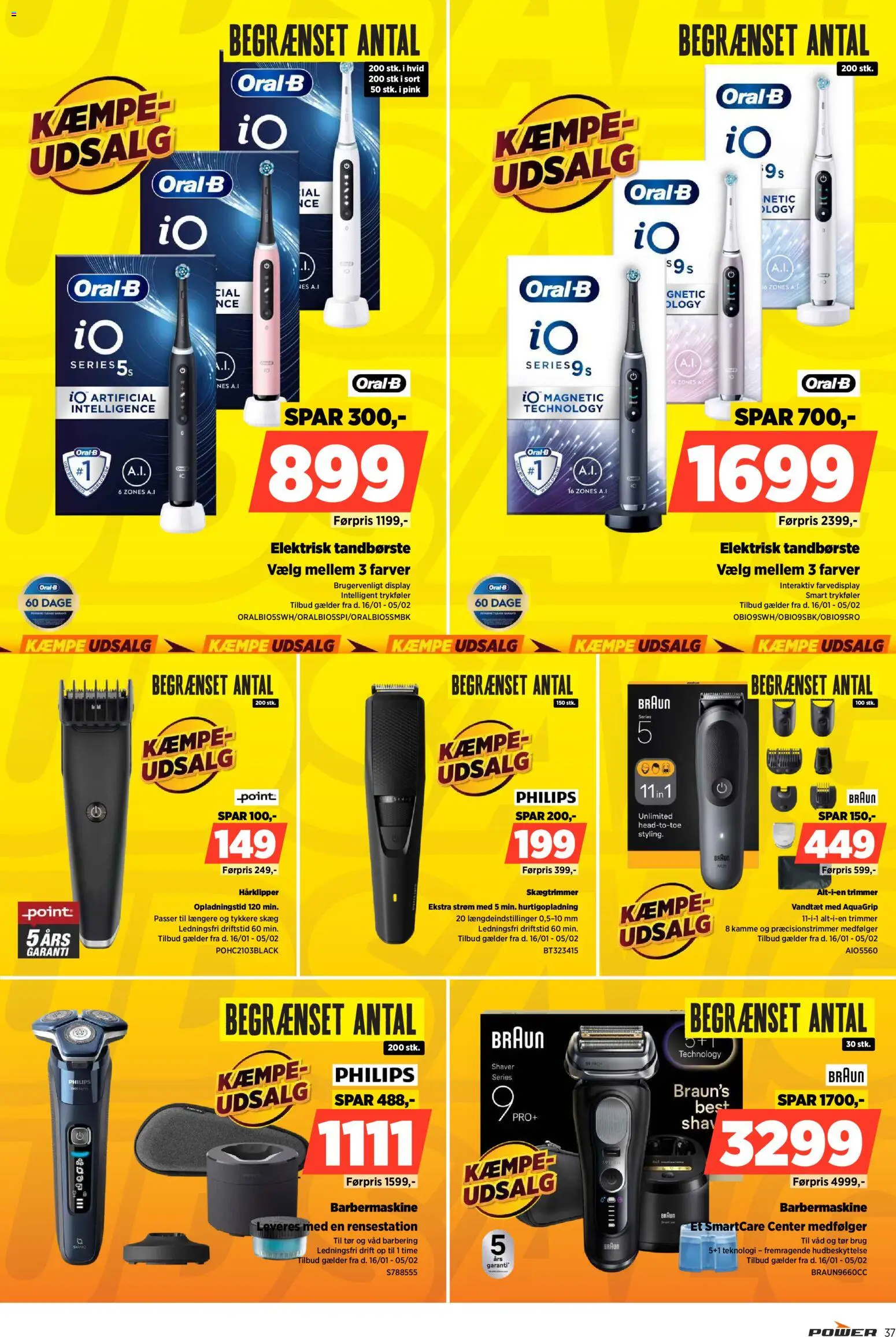 Power tilbudsavis – gyldig fra 16.01.2026 | Side: 37 | Produkter: Barbermaskine, Tandbørste, Elektrisk Tandbørste, Hårklipper