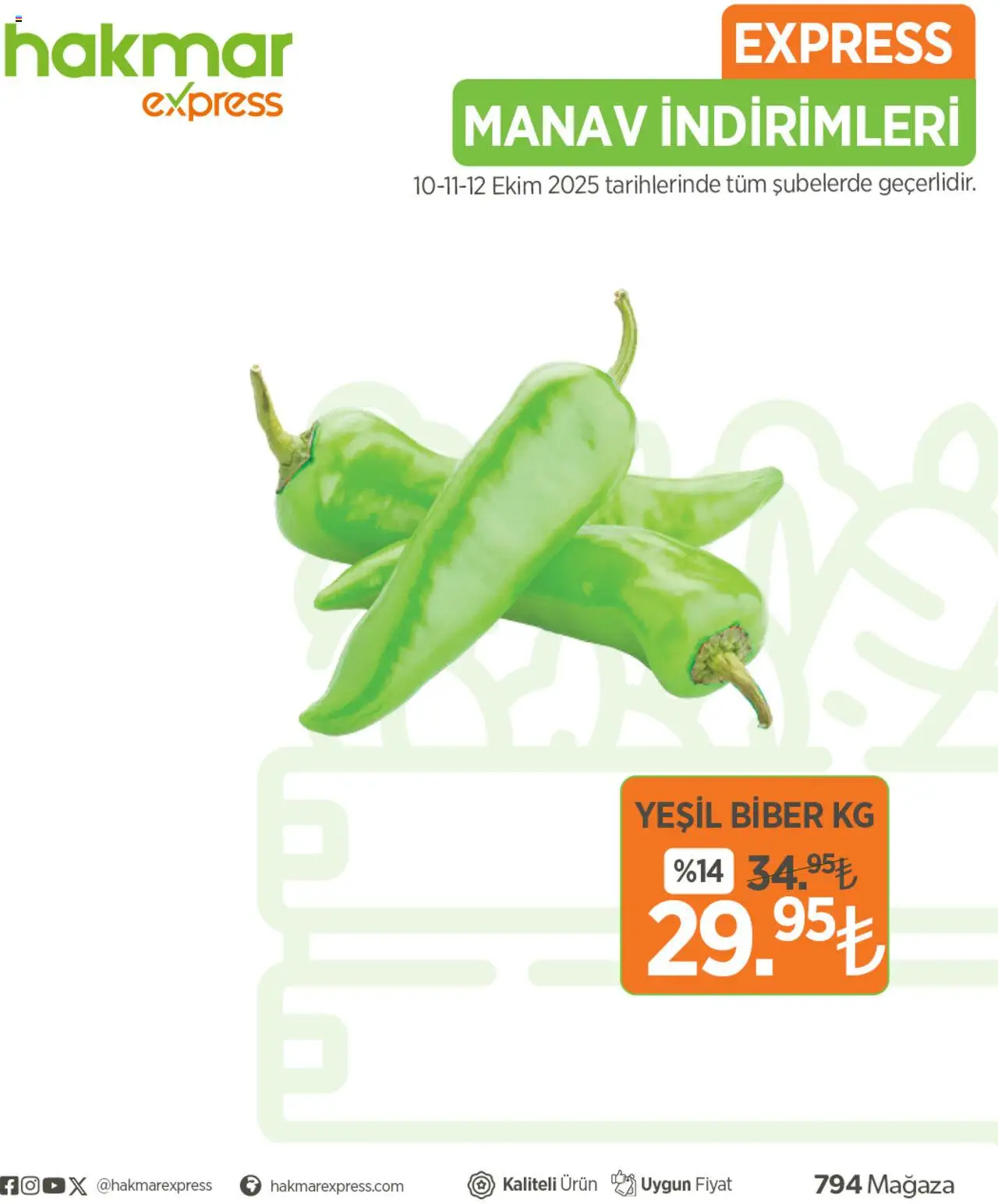 Hakmar Express Sebze ve meyve - 10.10.2025 tarihinden itibaren geçerlidir | Sayfa: 6 | Ürünler: Biber